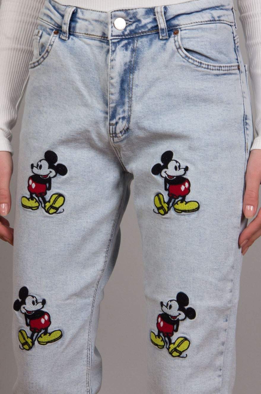 Renkli Mickey Mom Jean - Mavi - Dominatrend