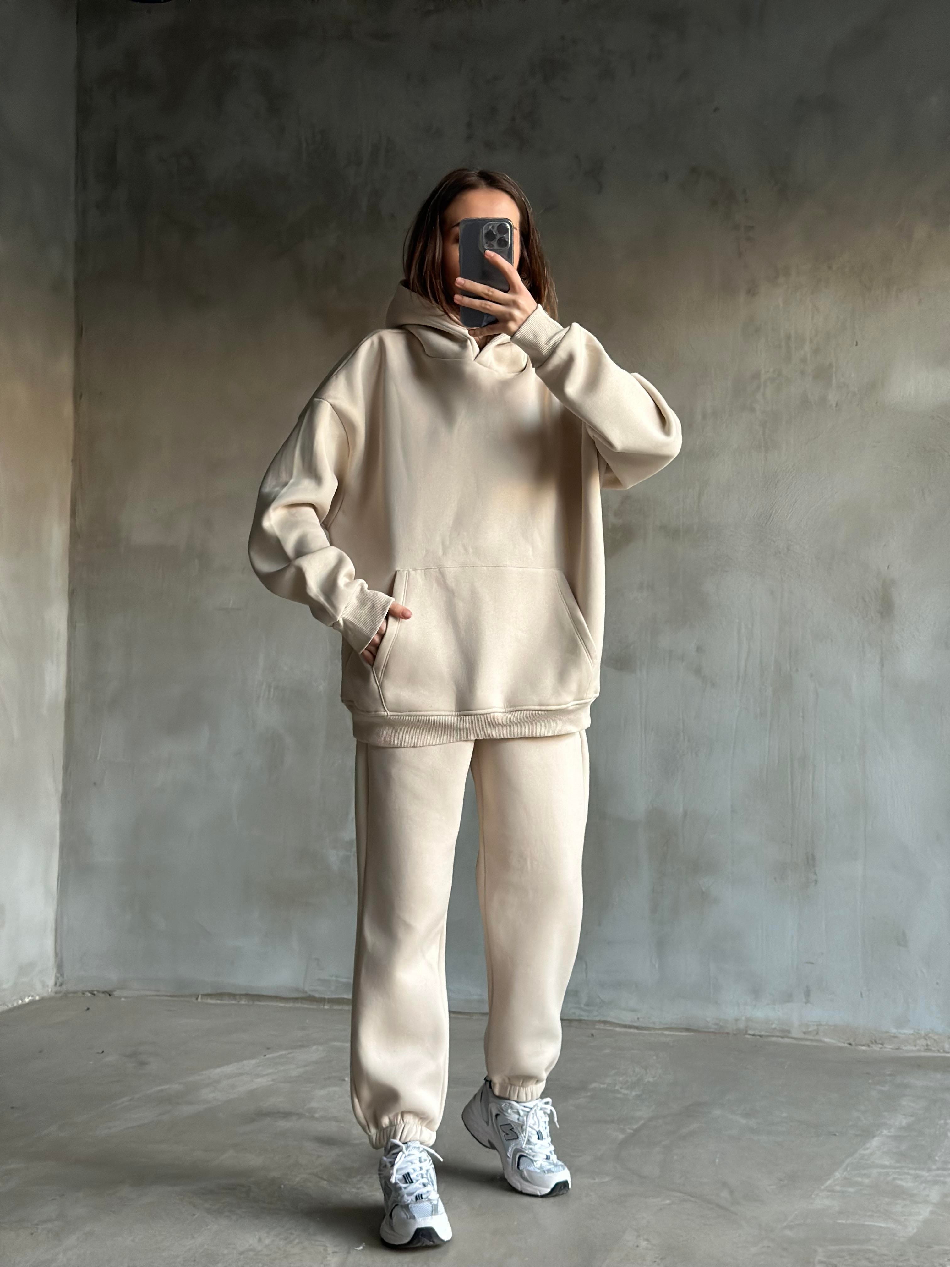 Rope Unisex Oversize Takım - Bej - Dominatrend