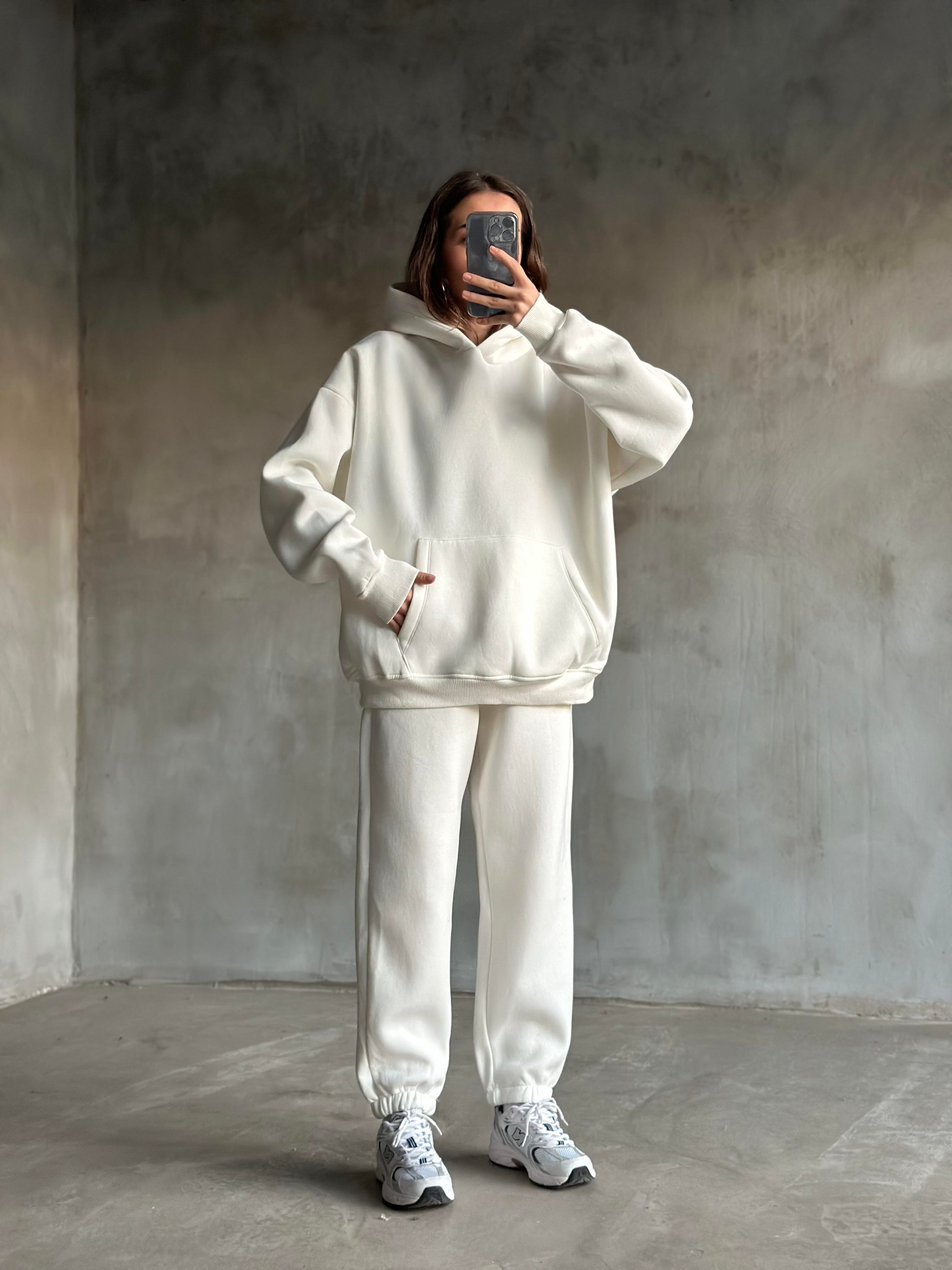 Rope Unisex Oversize Takım - Beyaz - Dominatrend