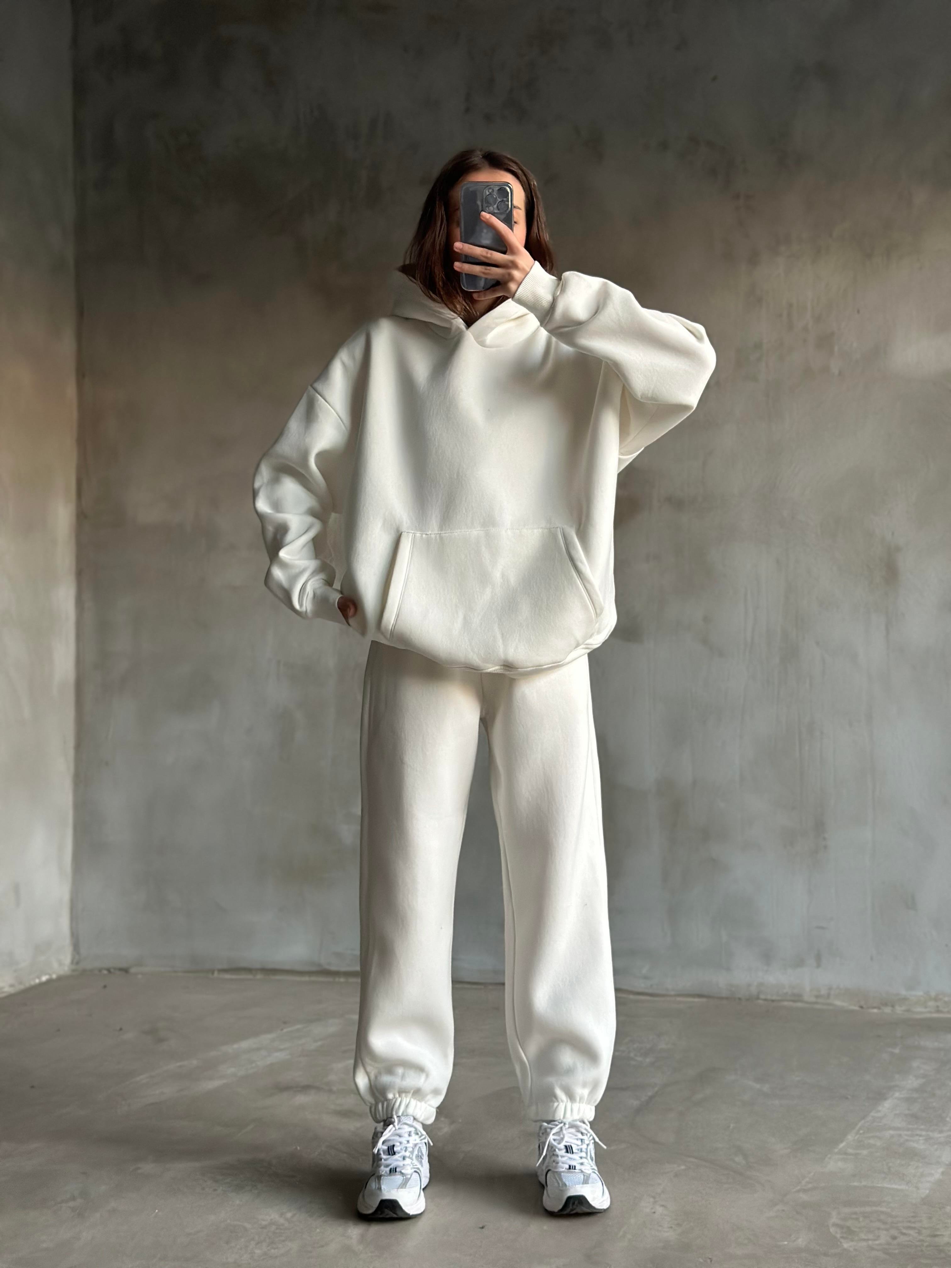 Rope Unisex Oversize Takım - Beyaz - Dominatrend