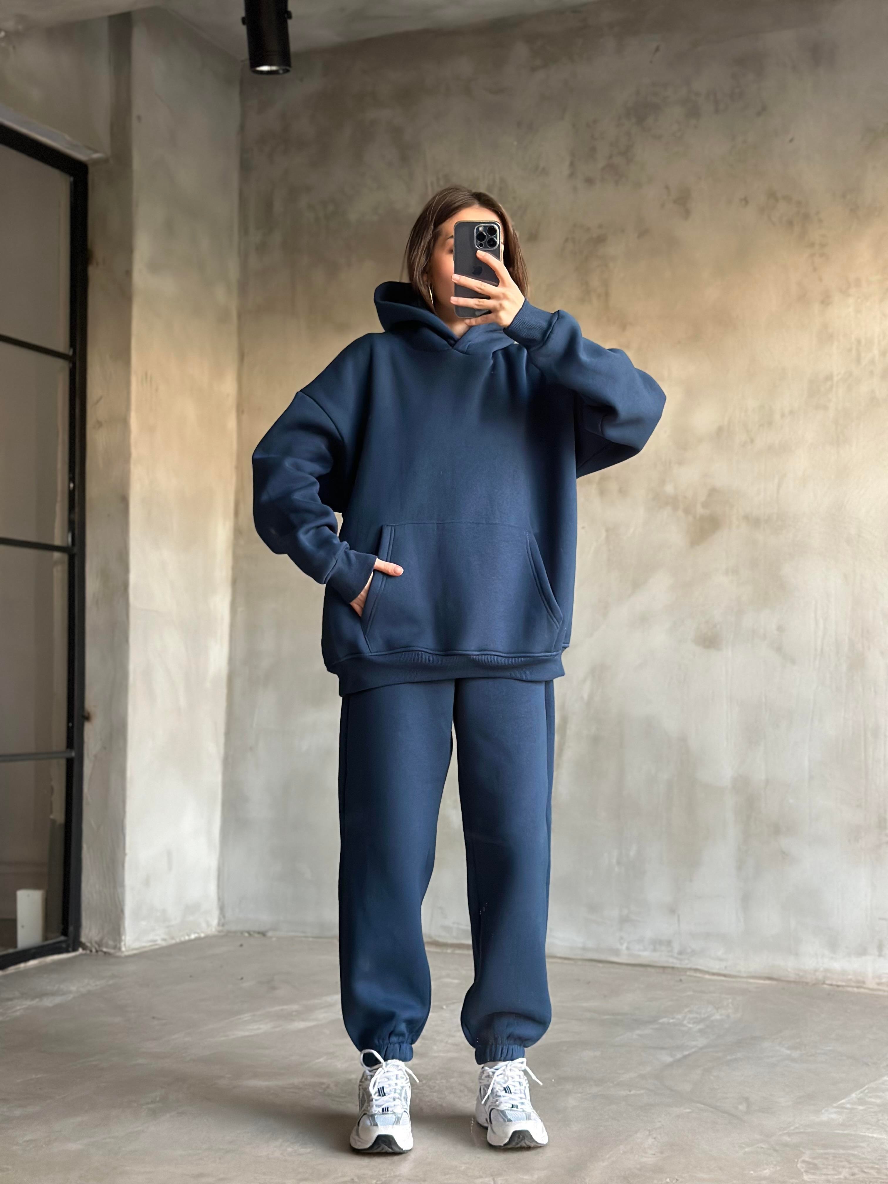Rope Unisex Oversize Takım - İndigo - Dominatrend