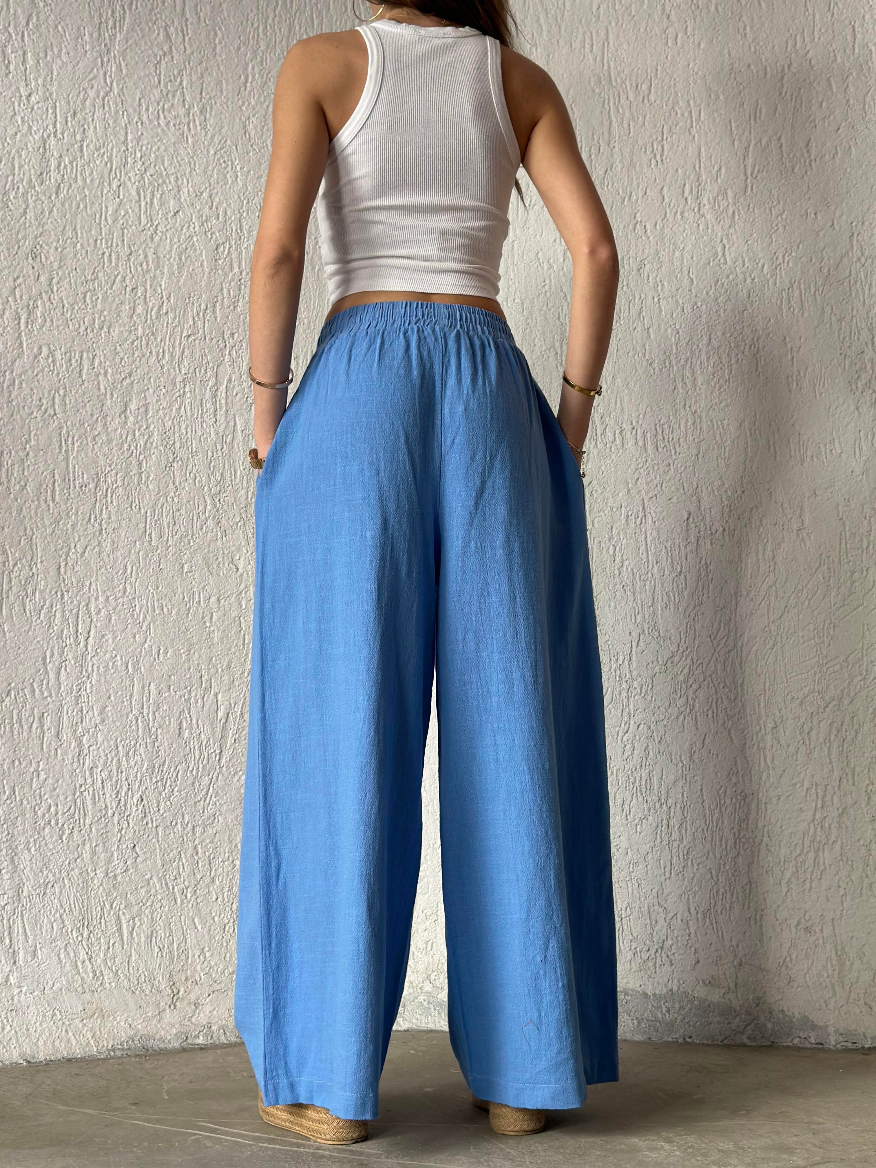 Ruby Keten Salaş Pantolon - Mavi - Dominatrend