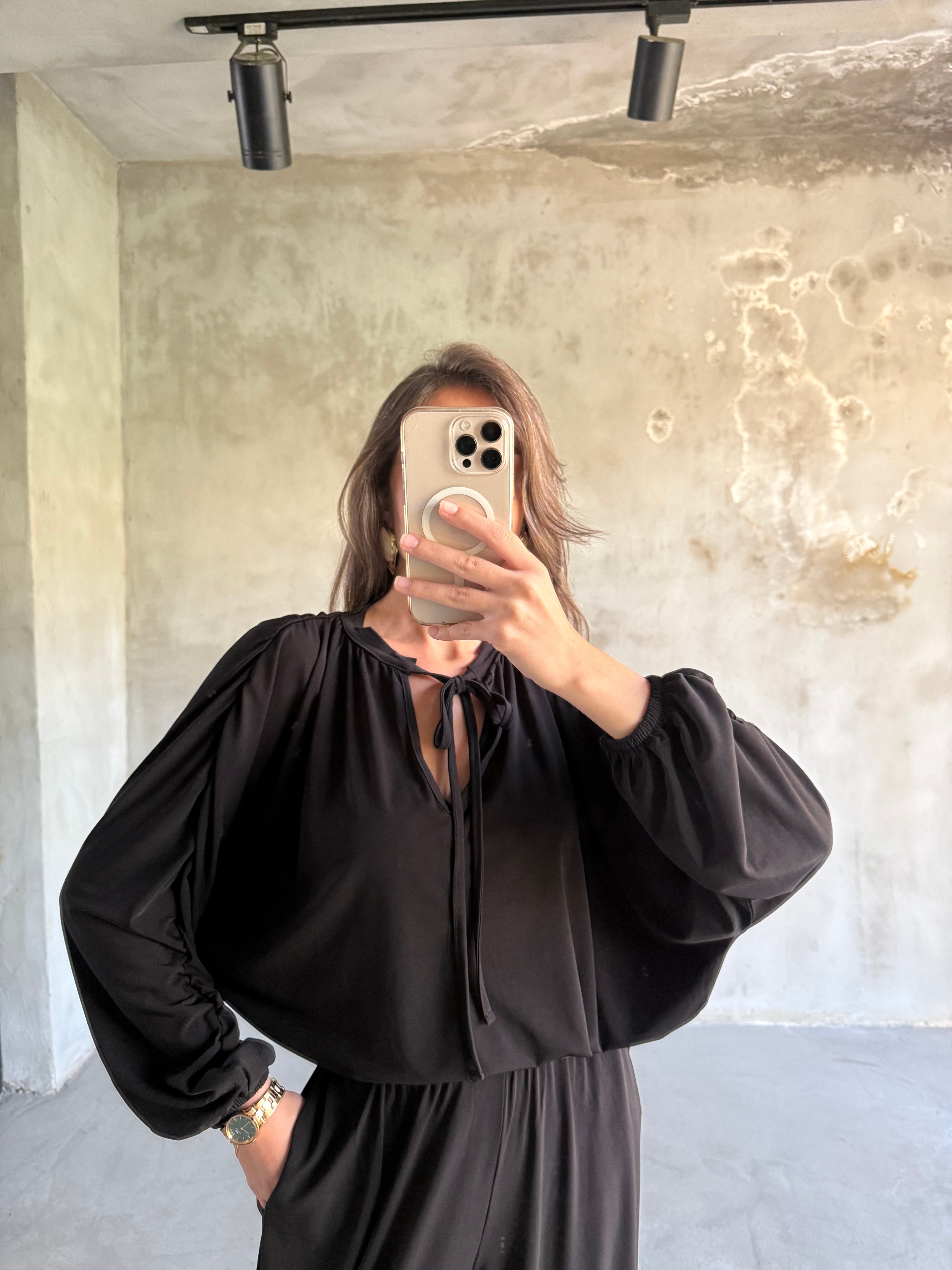 Sandy Şalvar Bluz Takım - Siyah - Dominatrend