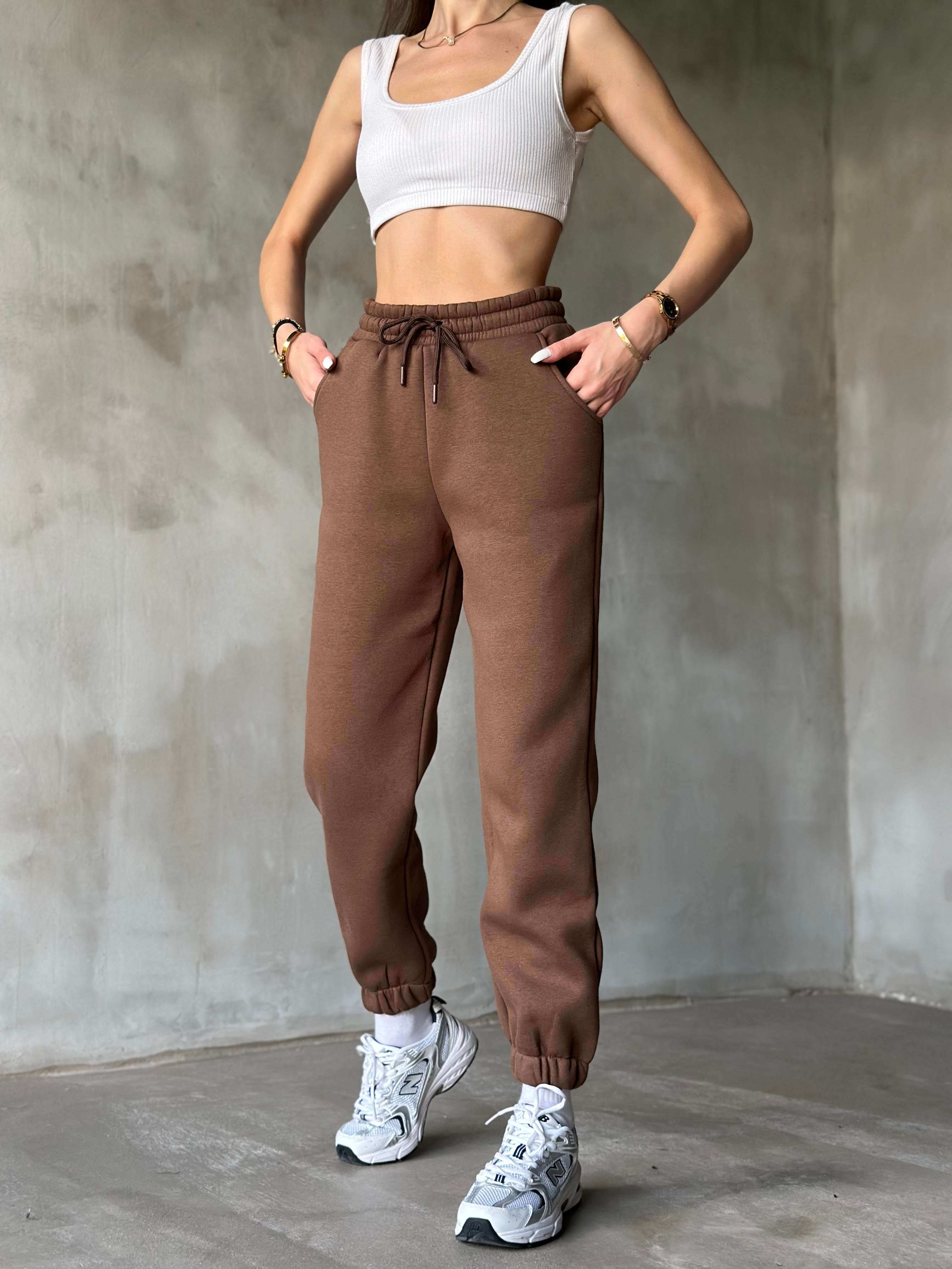 Şardonlu Jogger Eşofman Altı - Kahverengi - Dominatrend