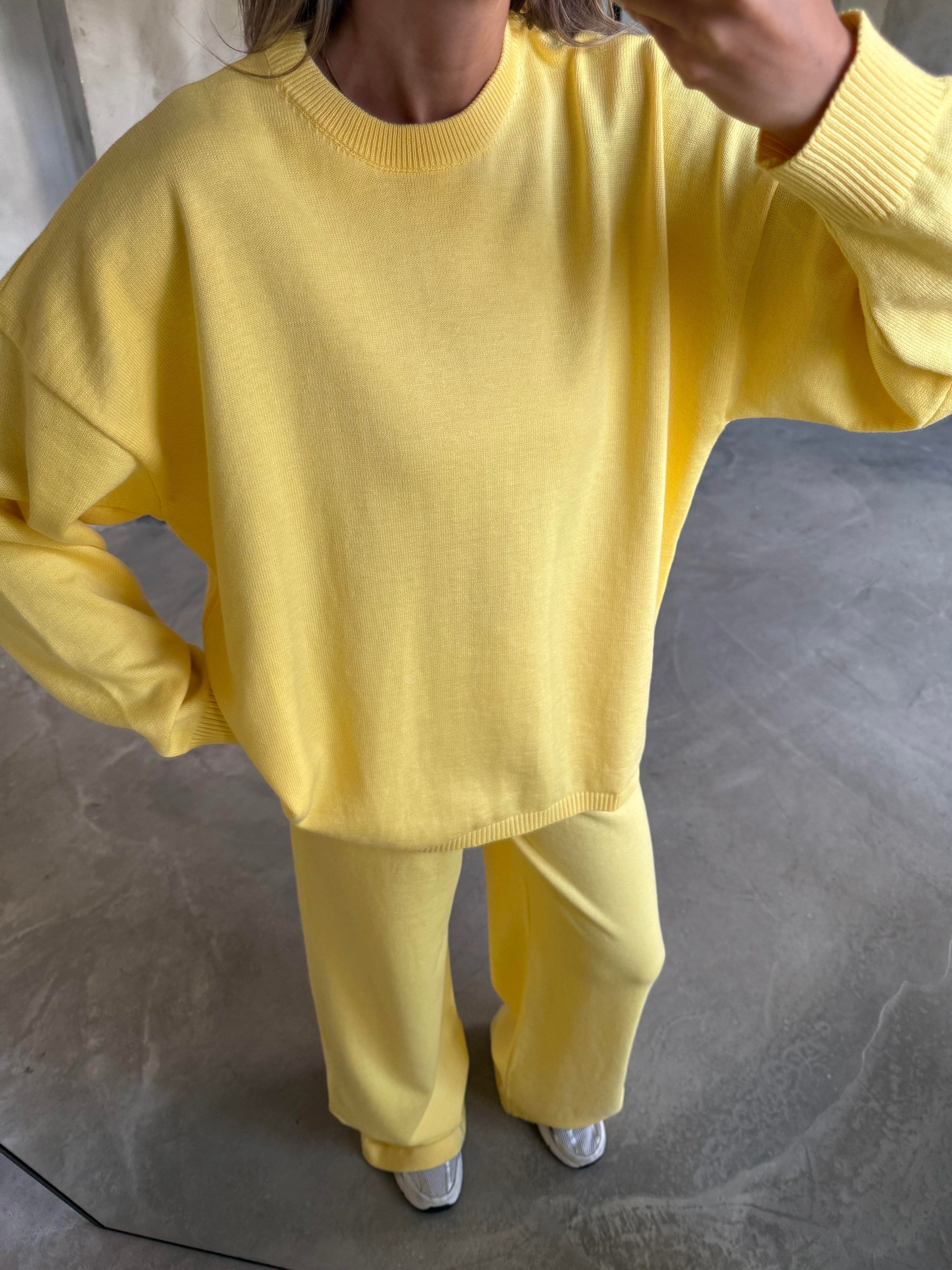 Sarı Basic Oversize Triko Takım - Dominatrend