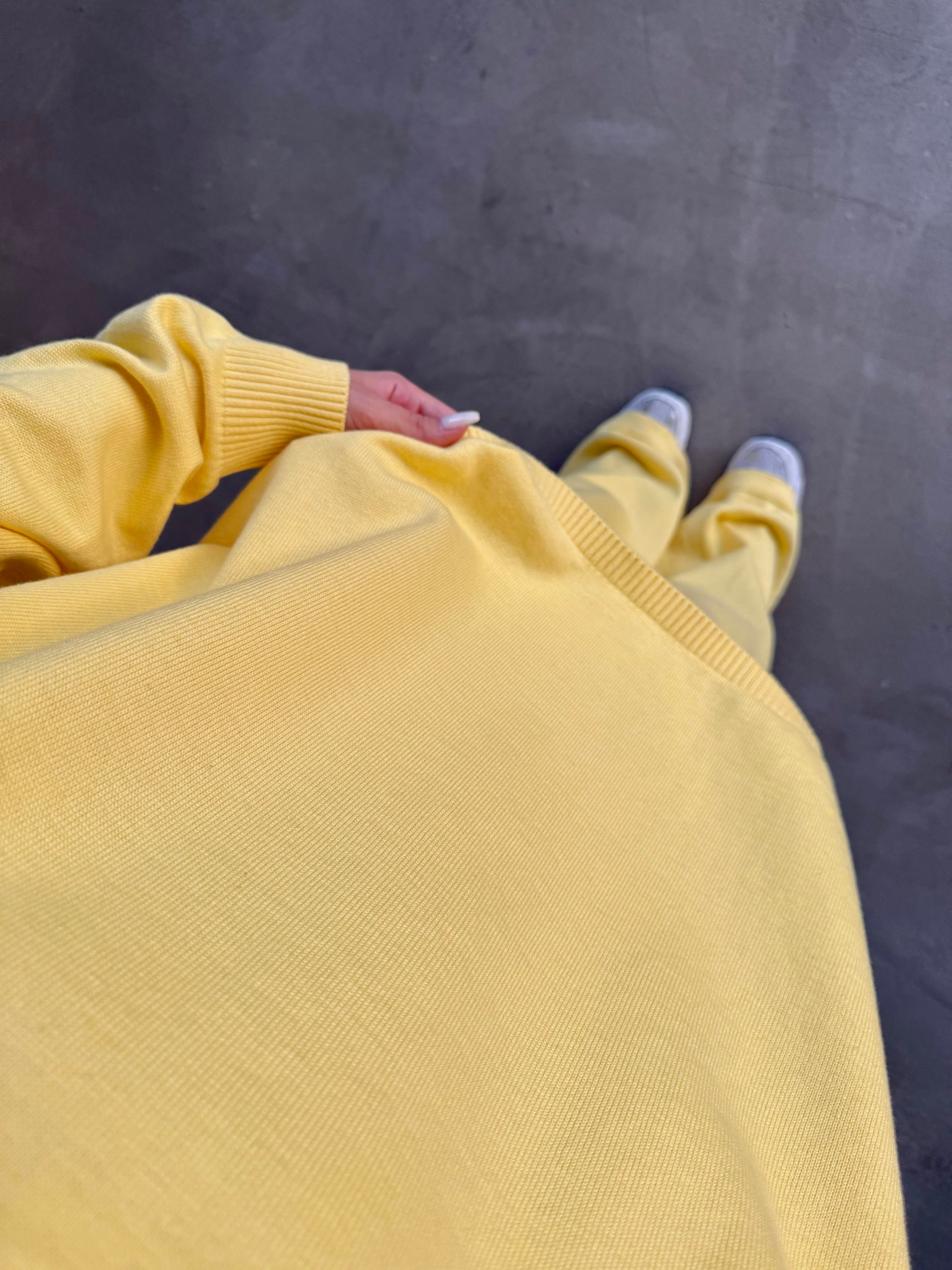 Sarı Basic Oversize Triko Takım - Dominatrend