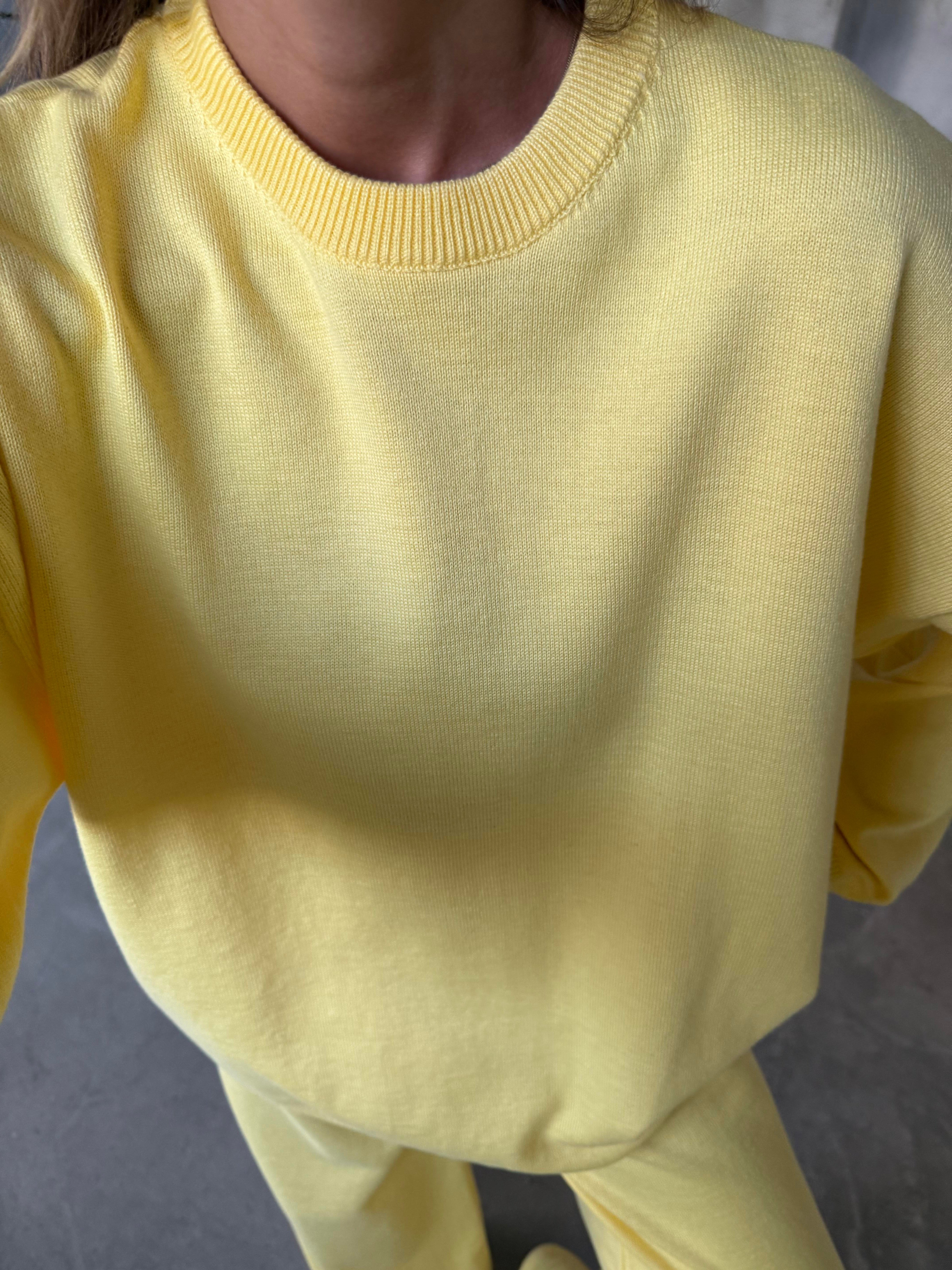 Sarı Basic Oversize Triko Takım - Dominatrend