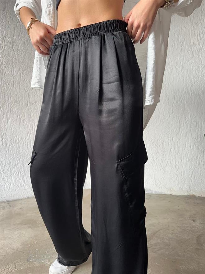 Saten Kargo Pantolon - Siyah - Dominatrend
