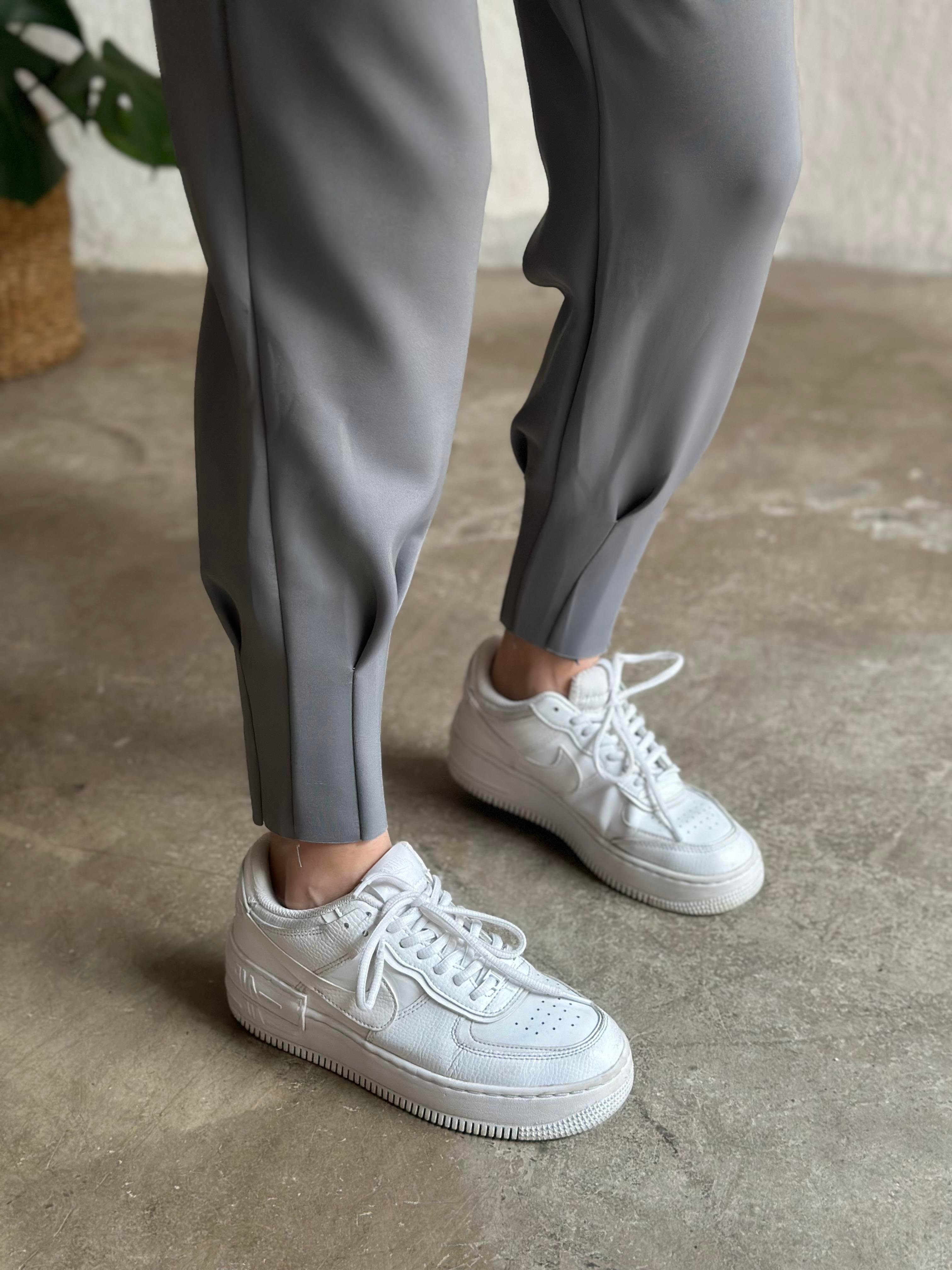 Scuba Kumaş Jogger Pantolon - Gri - Dominatrend