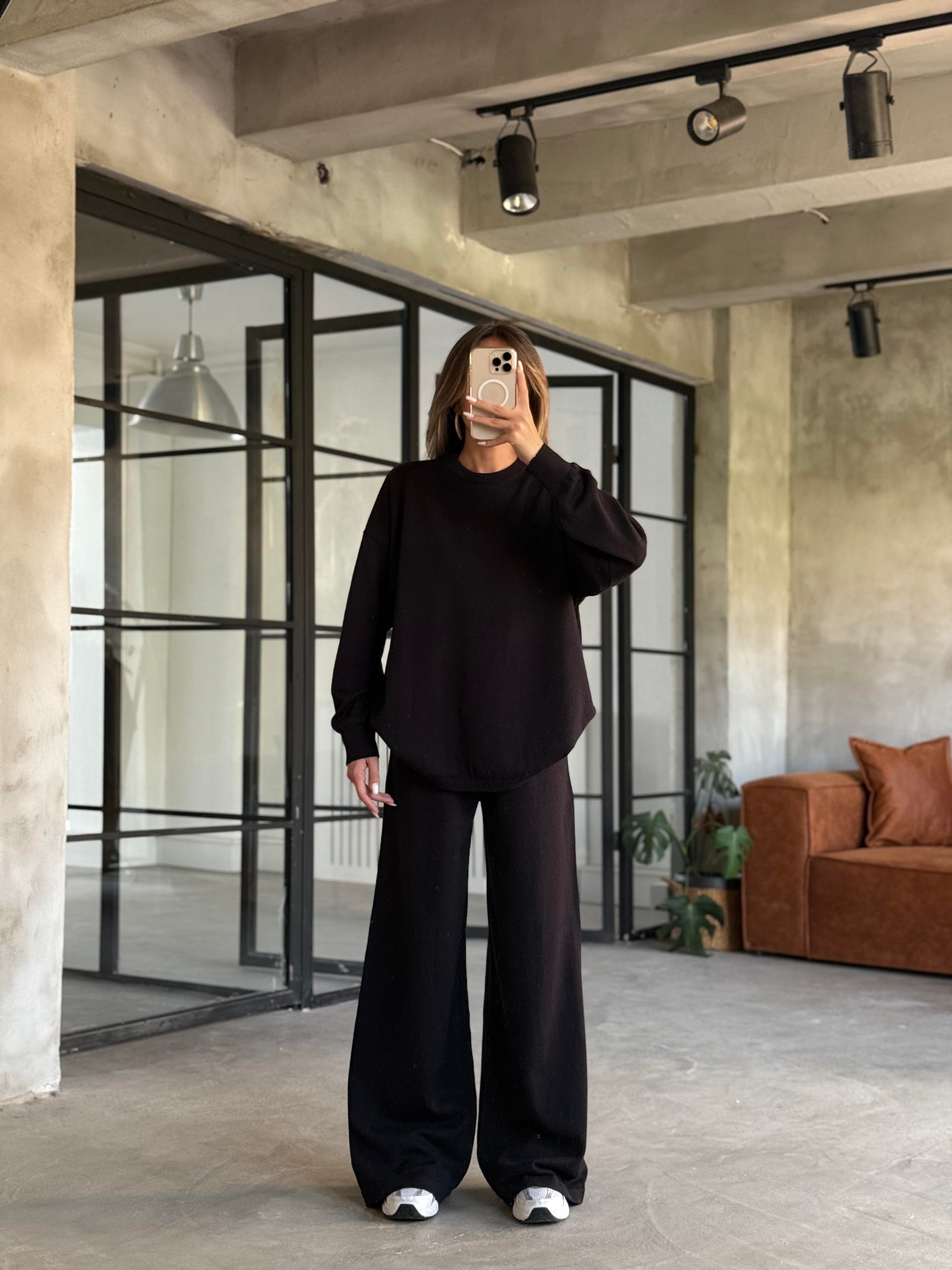 Siyah Basic Oversize Triko Takım  - Dominatrend