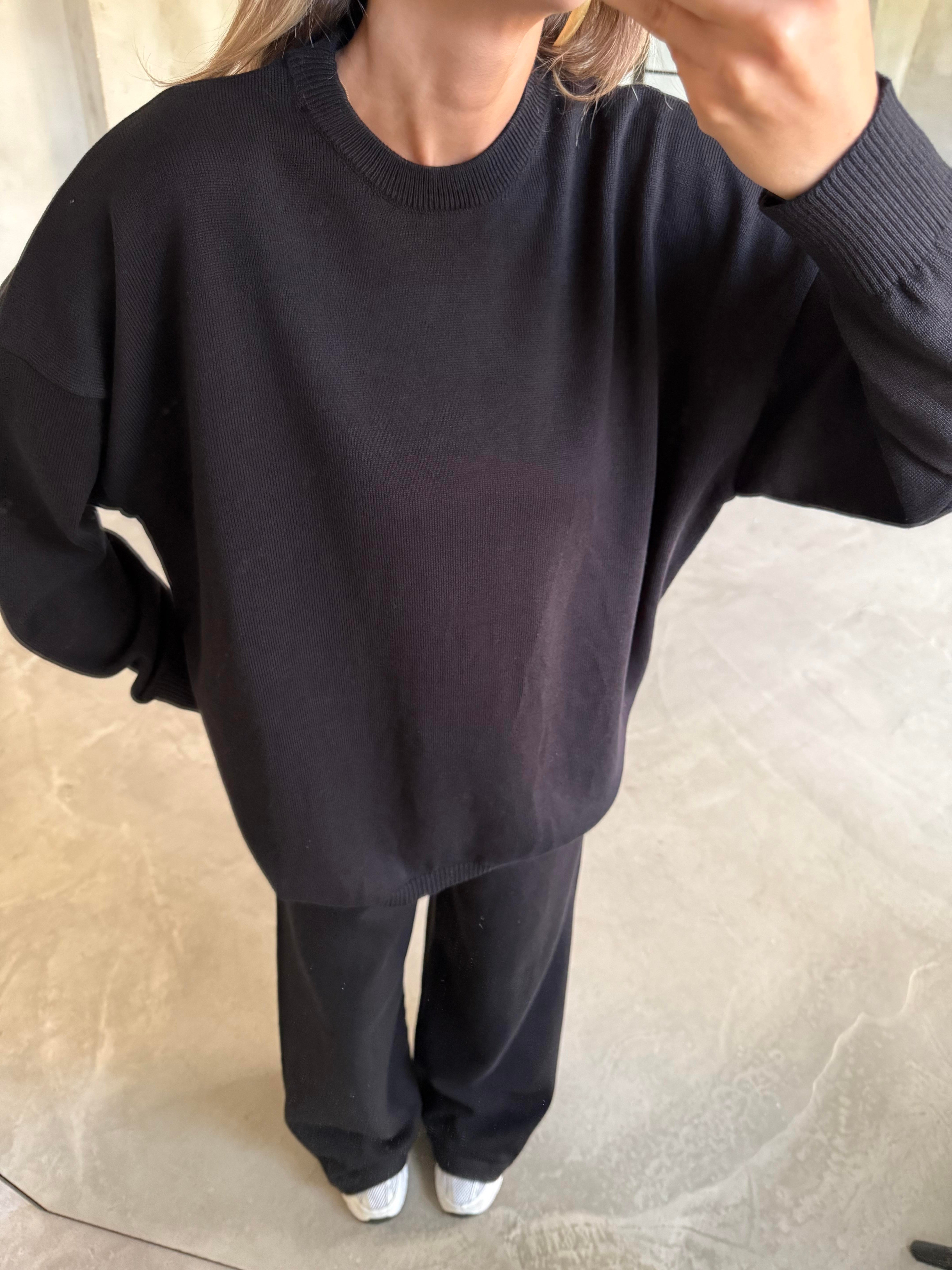 Siyah Basic Oversize Triko Takım  - Dominatrend