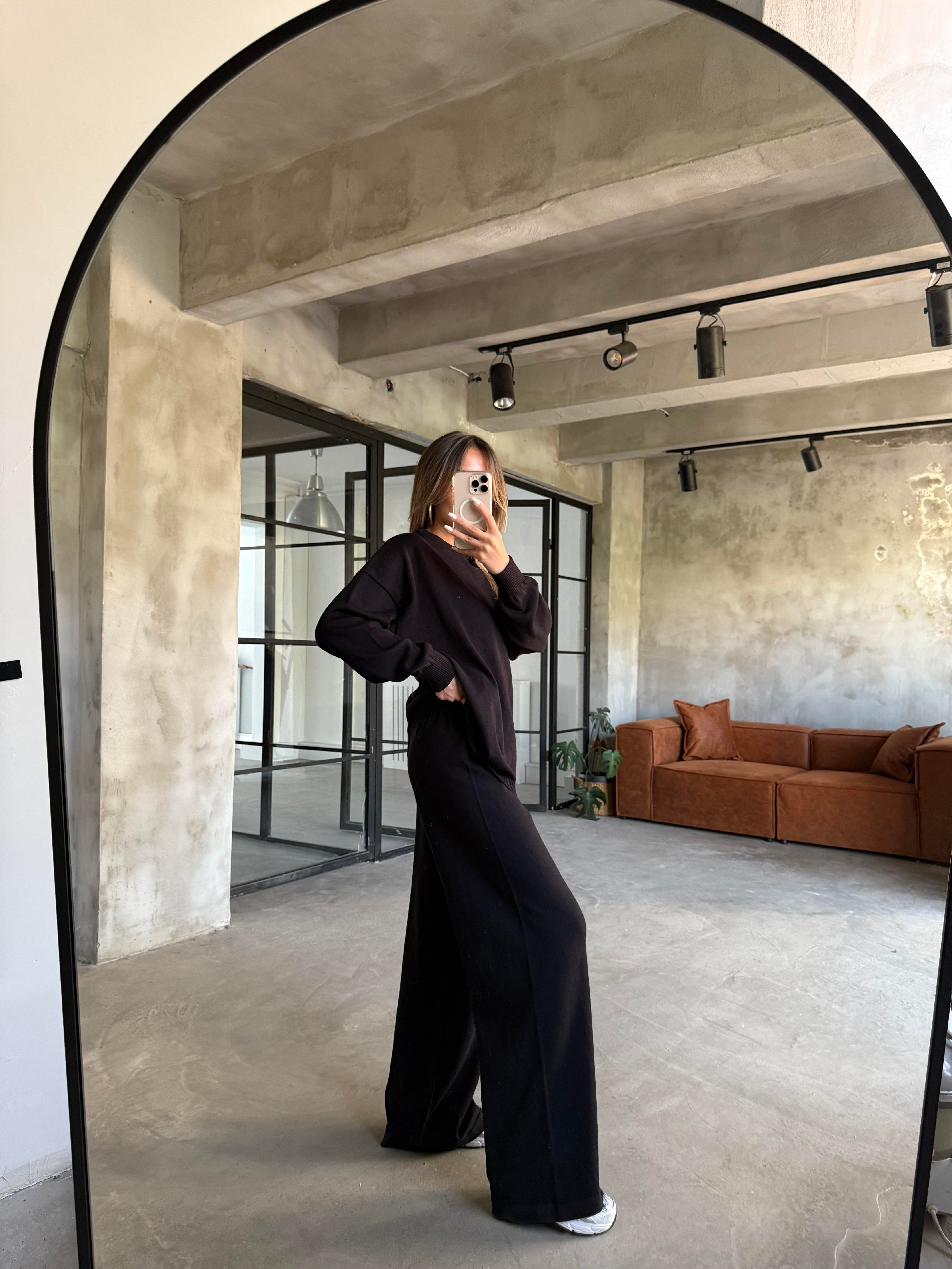 Siyah Basic Oversize Triko Takım  - Dominatrend