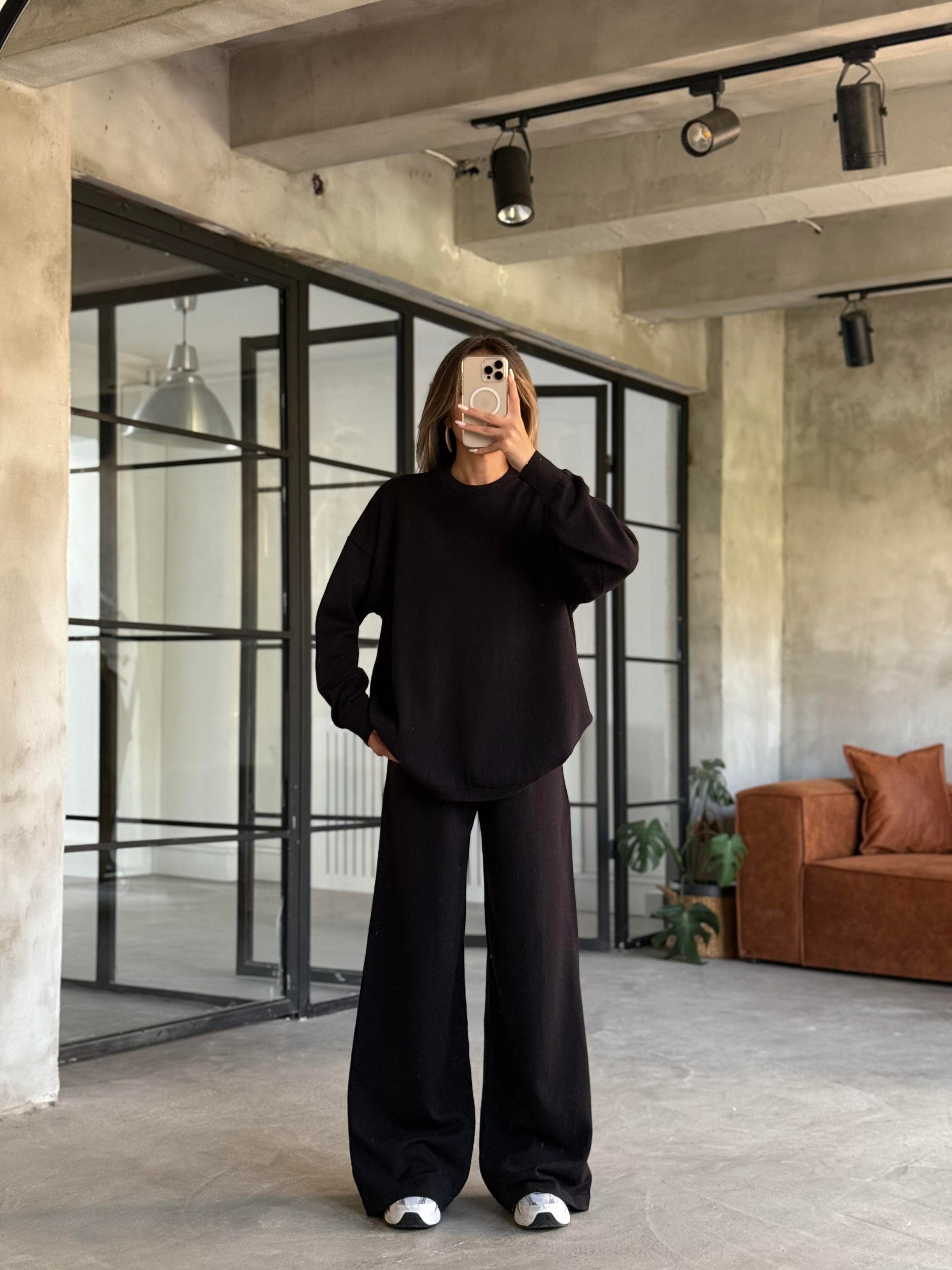 Siyah Basic Oversize Triko Takım  - Dominatrend
