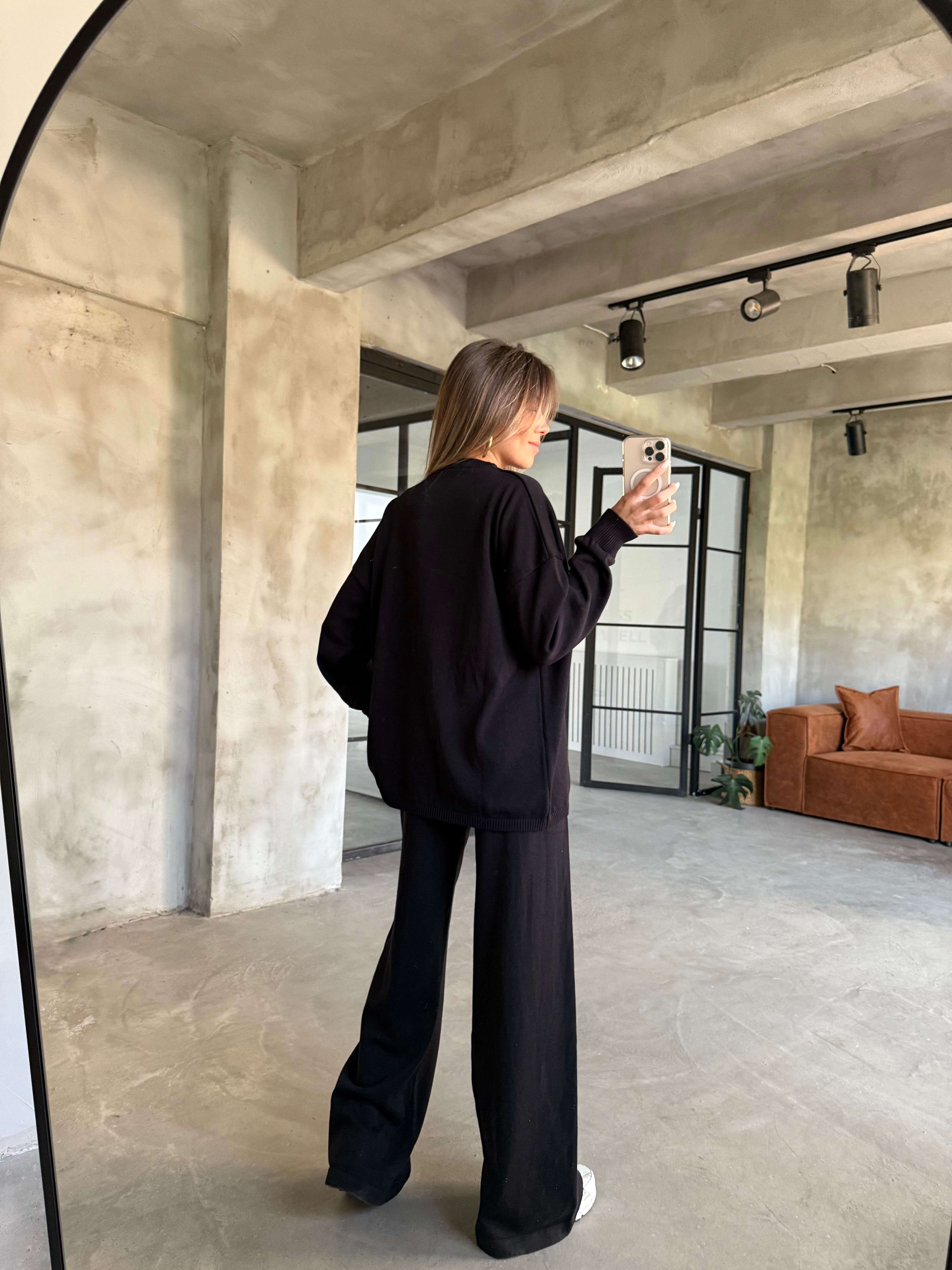 Siyah Basic Oversize Triko Takım  - Dominatrend