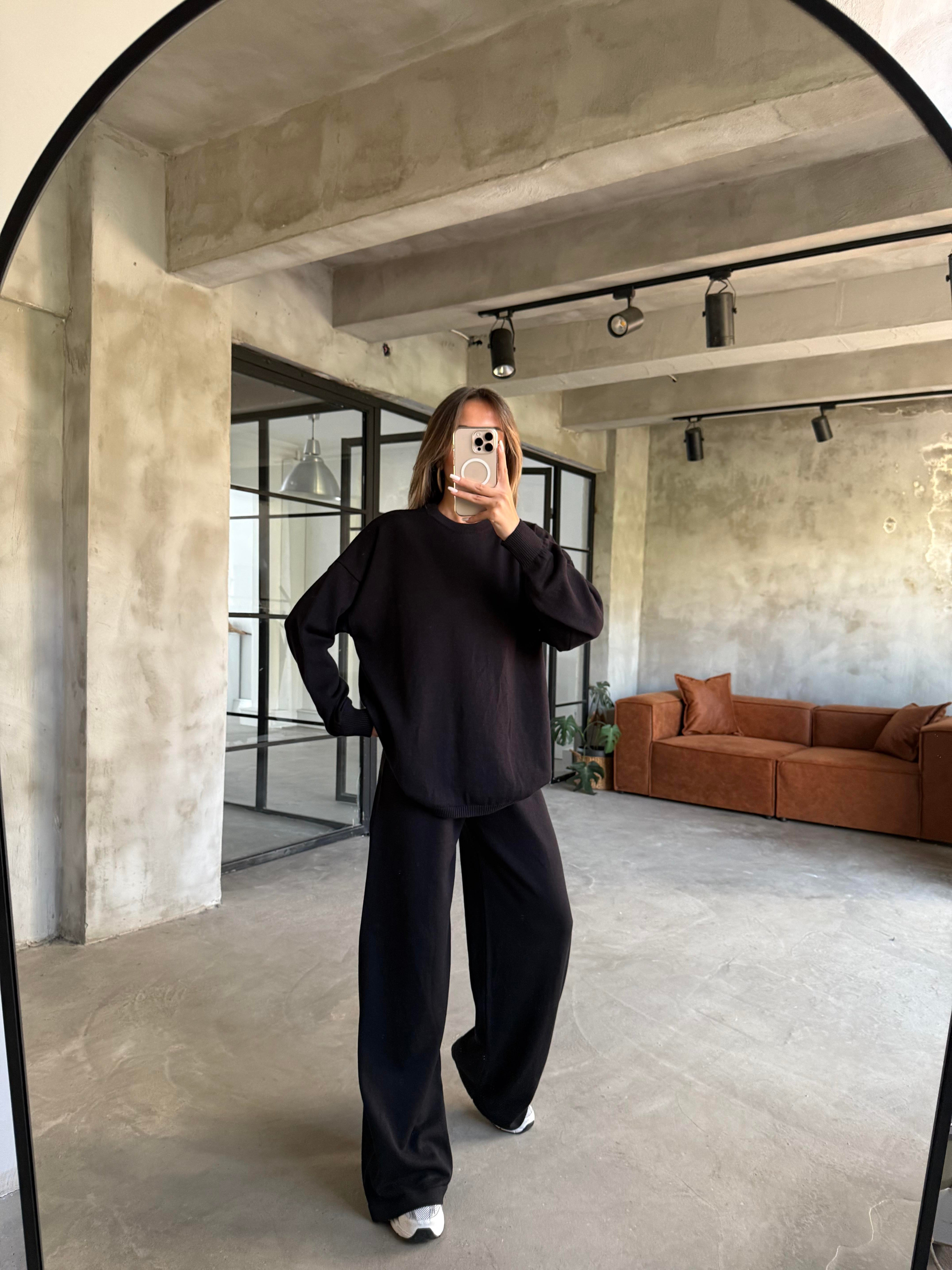Siyah Basic Oversize Triko Takım  - Dominatrend