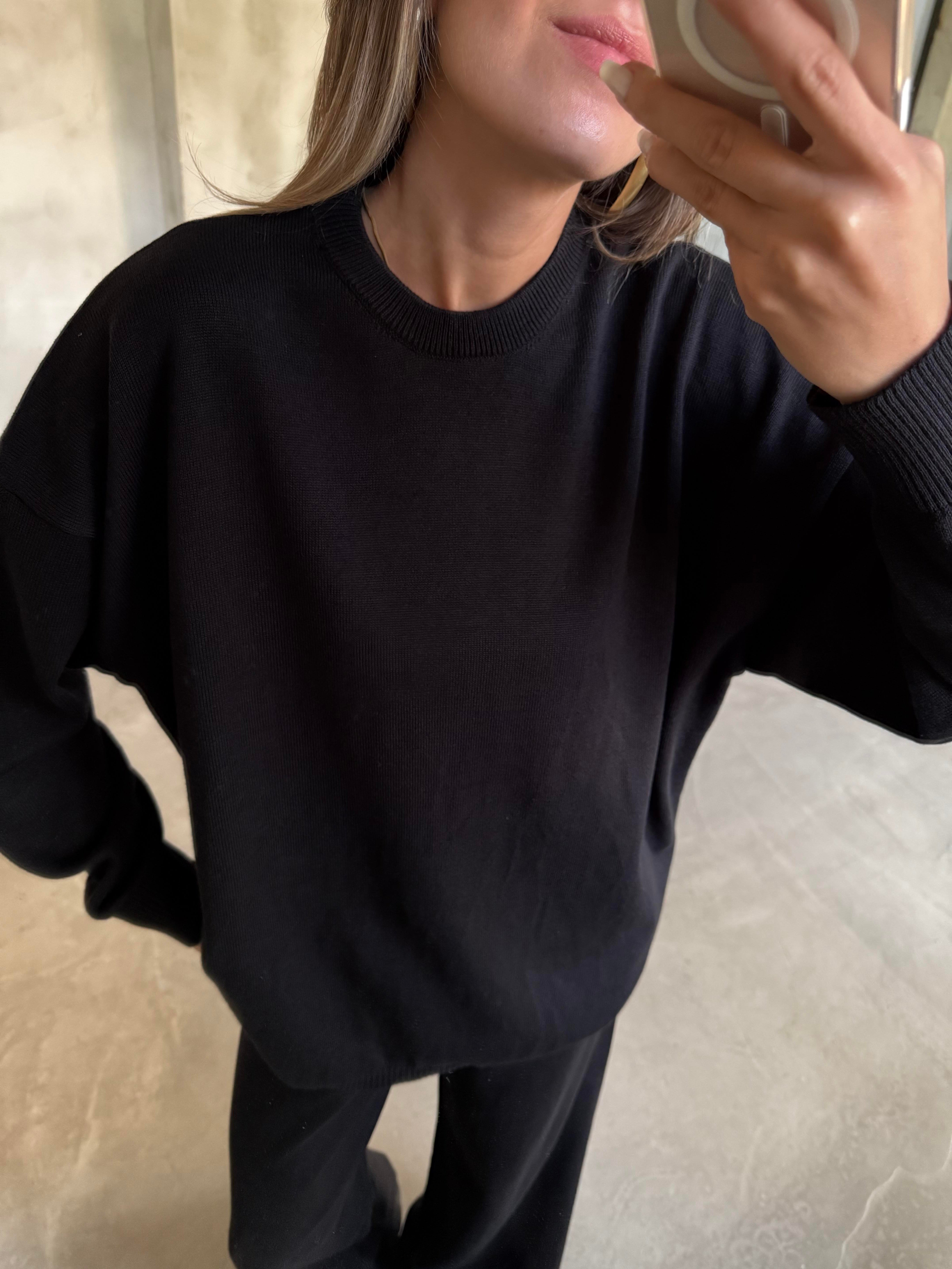Siyah Basic Oversize Triko Takım  - Dominatrend