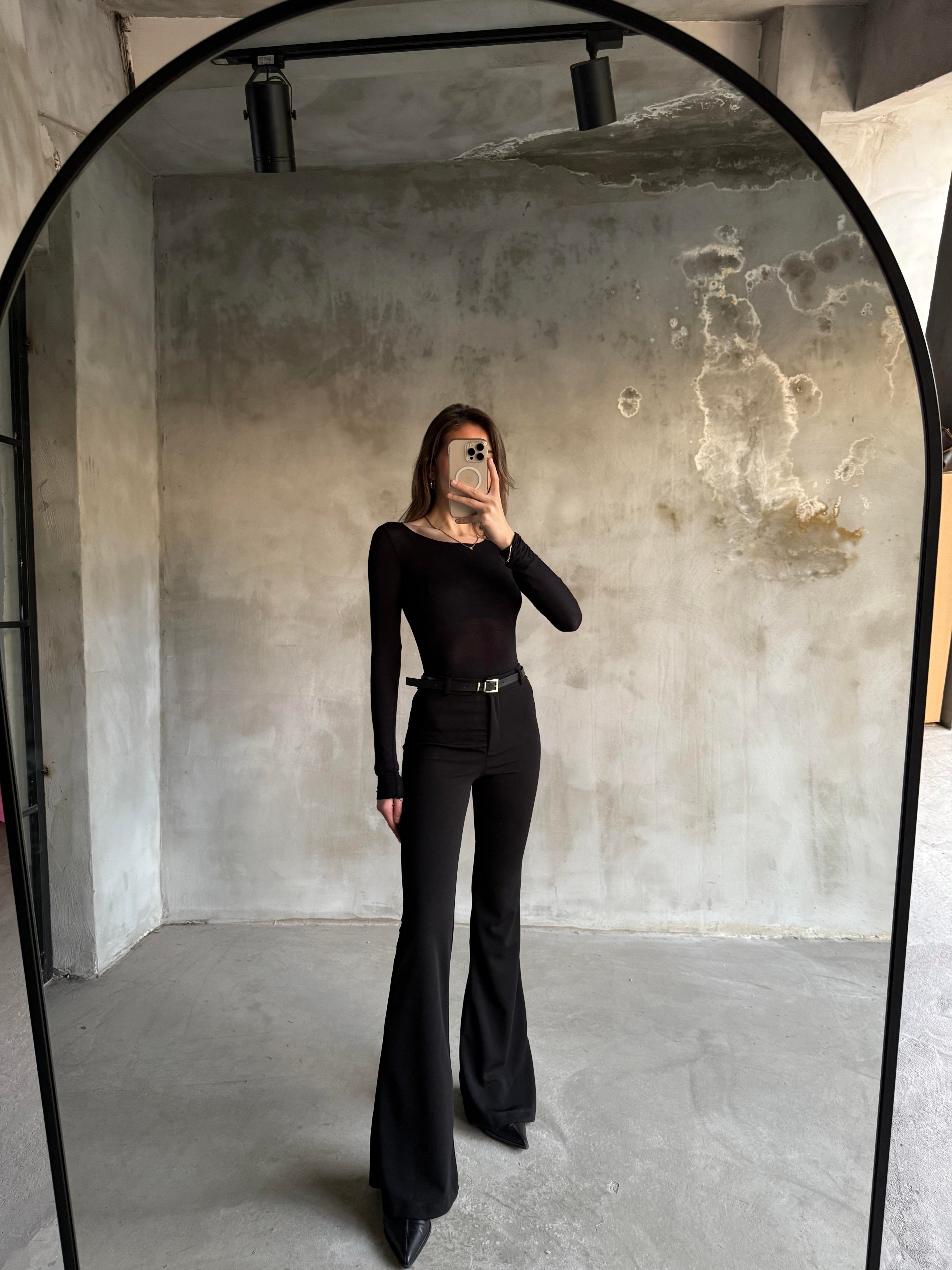 Siyah Kaşmir Transparan Bluz - Dominatrend