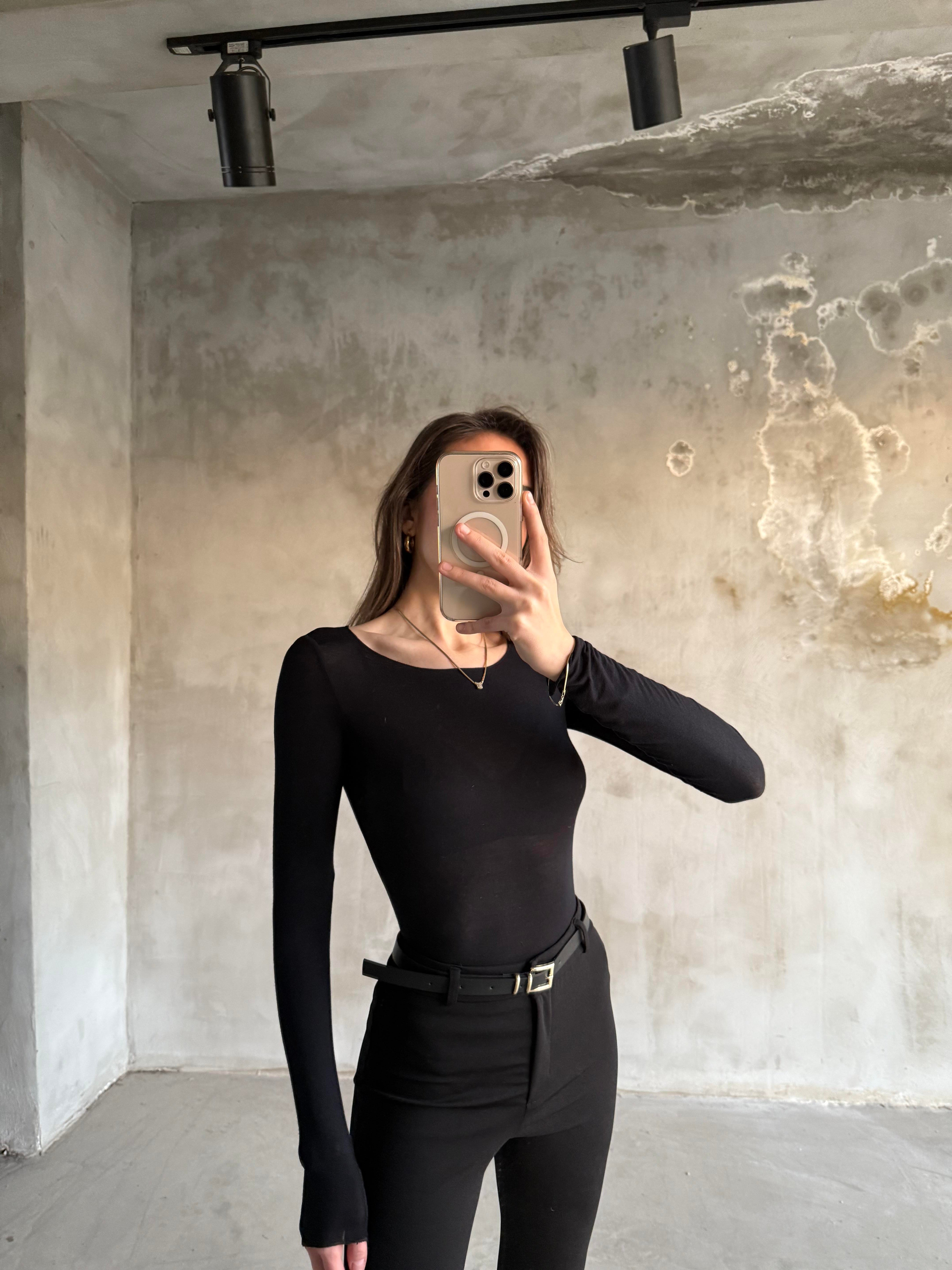Siyah Kaşmir Transparan Bluz - Dominatrend