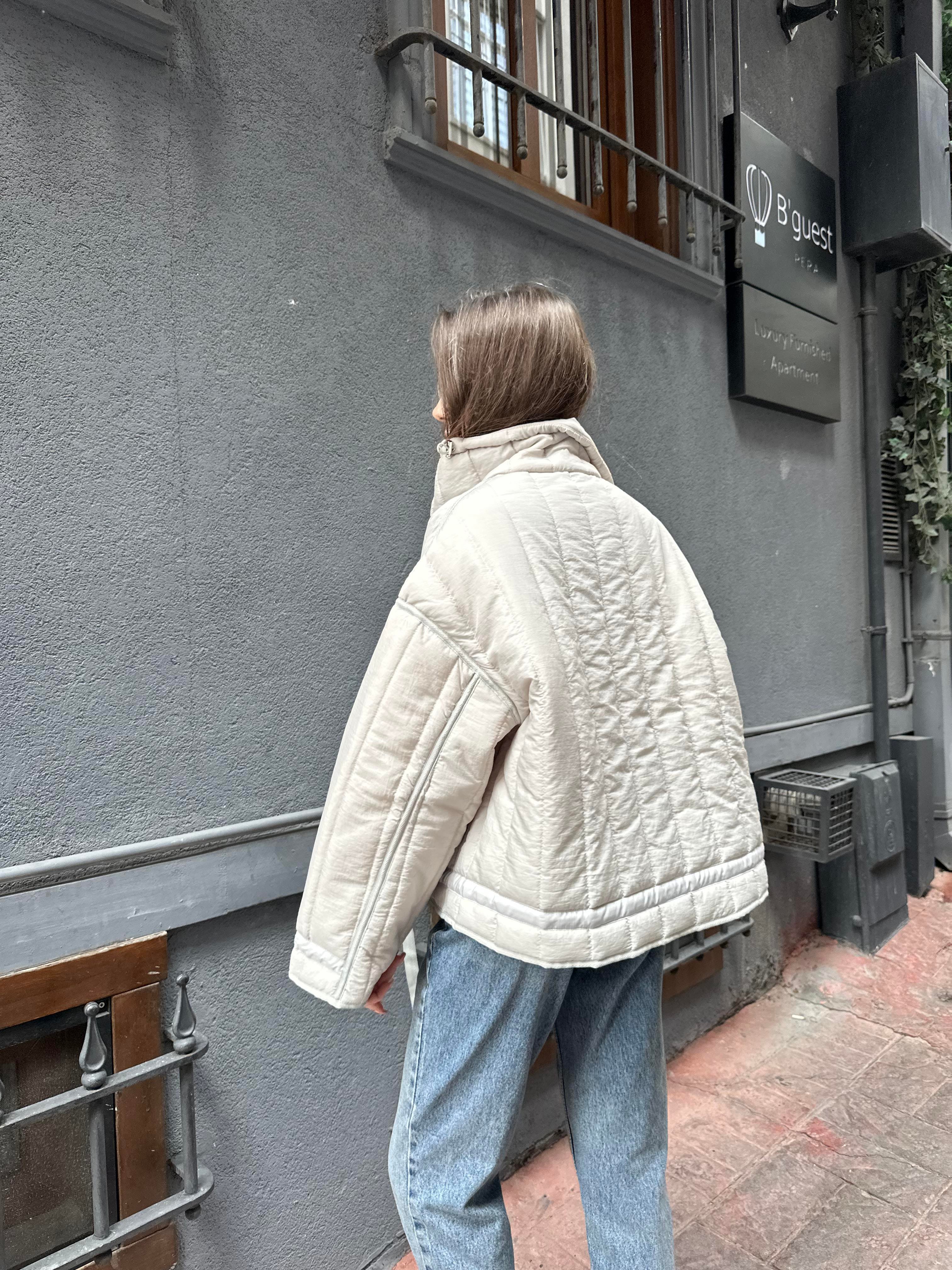 Su İtici Puffer Ceket - Bej - Dominatrend