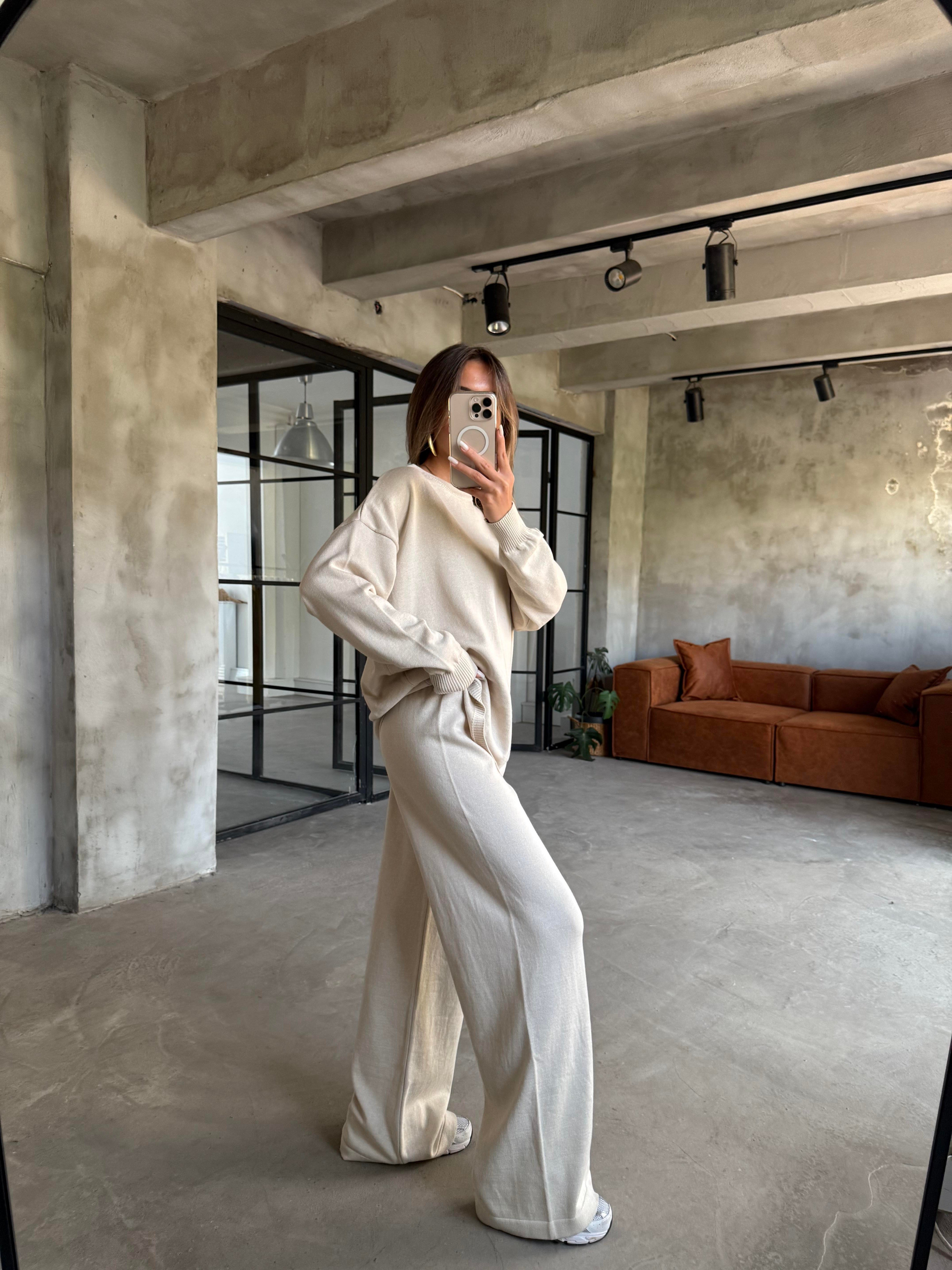 Taş Basic Oversize Triko Takım - Dominatrend