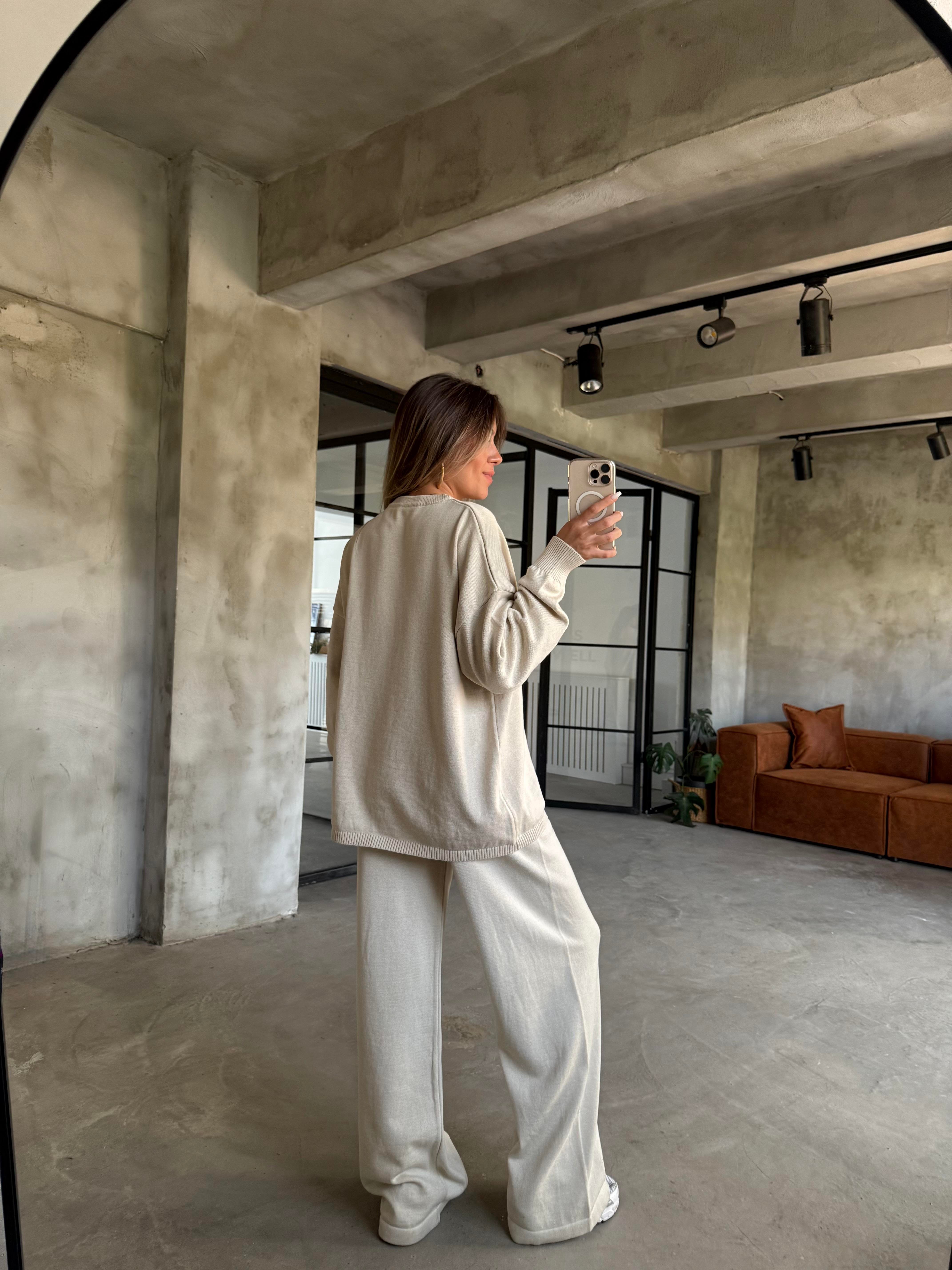 Taş Basic Oversize Triko Takım - Dominatrend