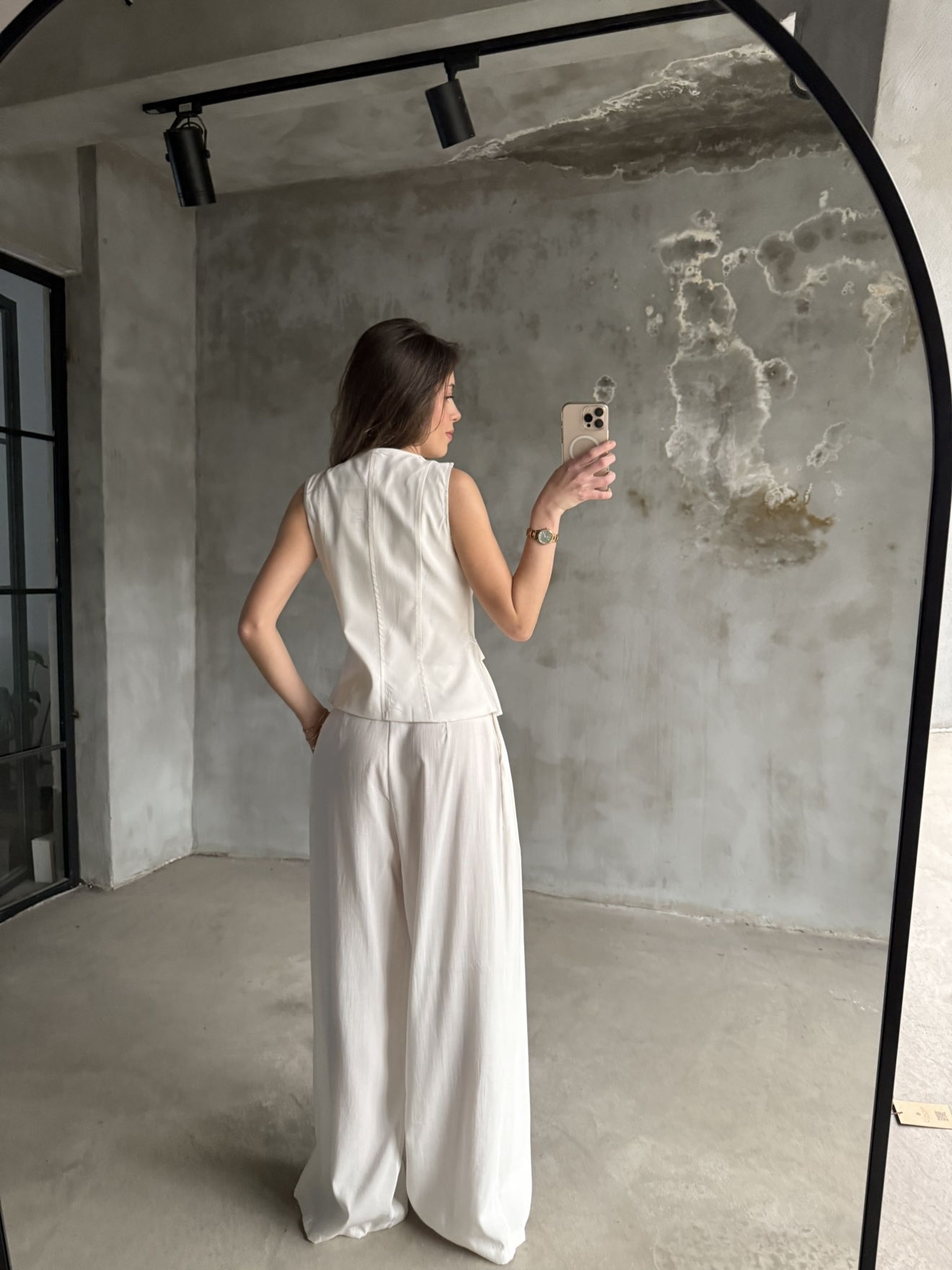 Tencel Çift Fermuarlı Yelekli Takım - Beyaz - Dominatrend