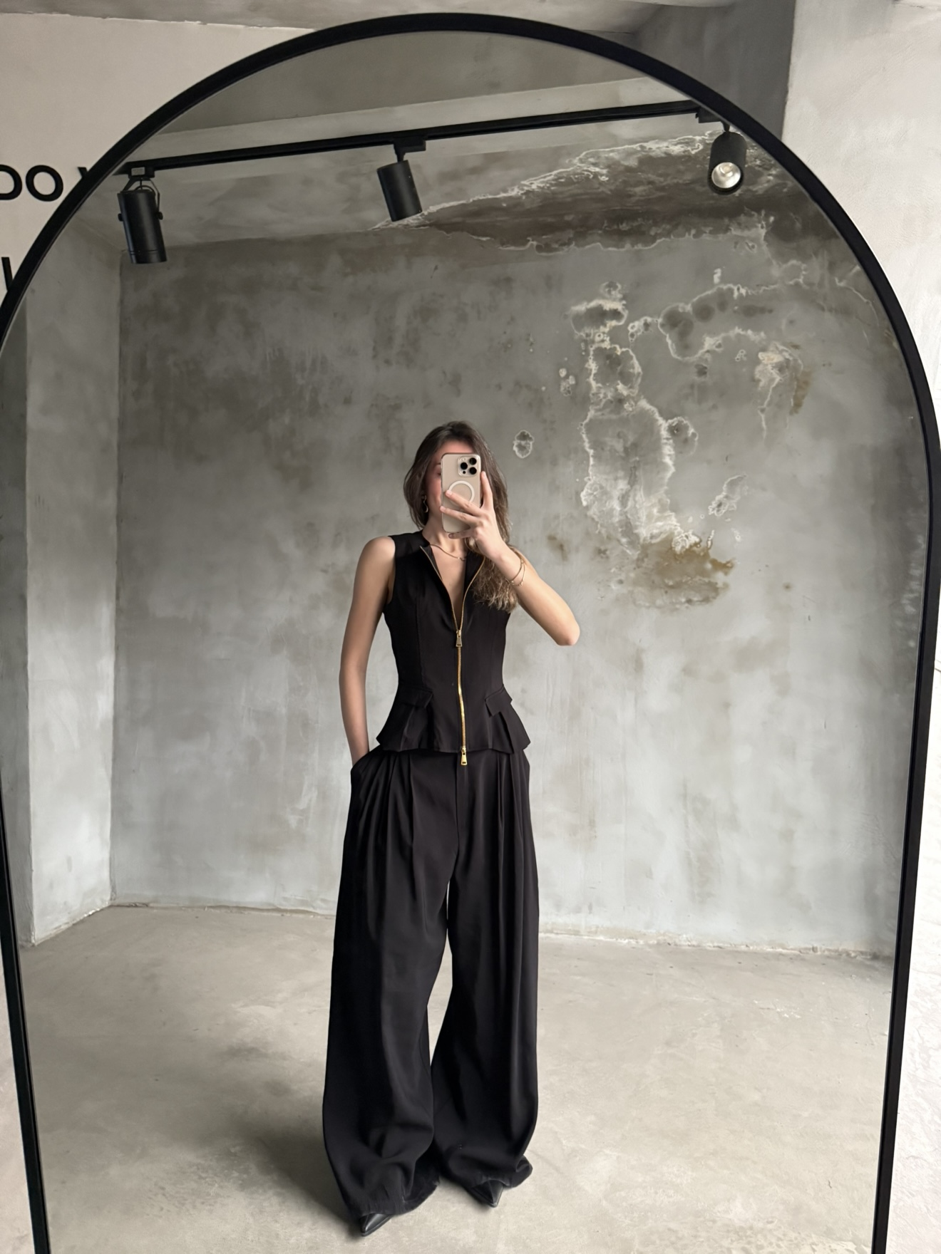 Tencel Çift Fermuarlı Yelekli Takım - Siyah - Dominatrend