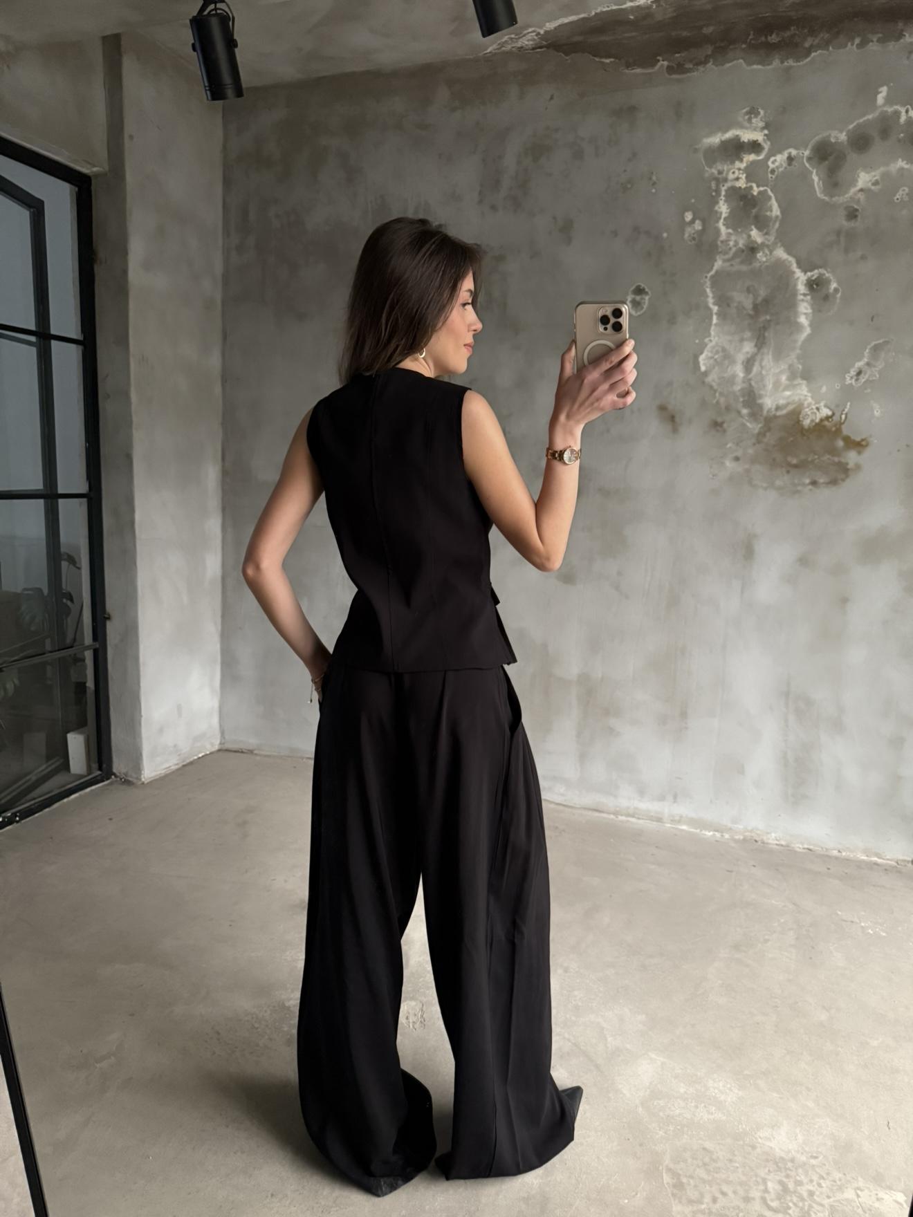Tencel Çift Fermuarlı Yelekli Takım - Siyah - Dominatrend