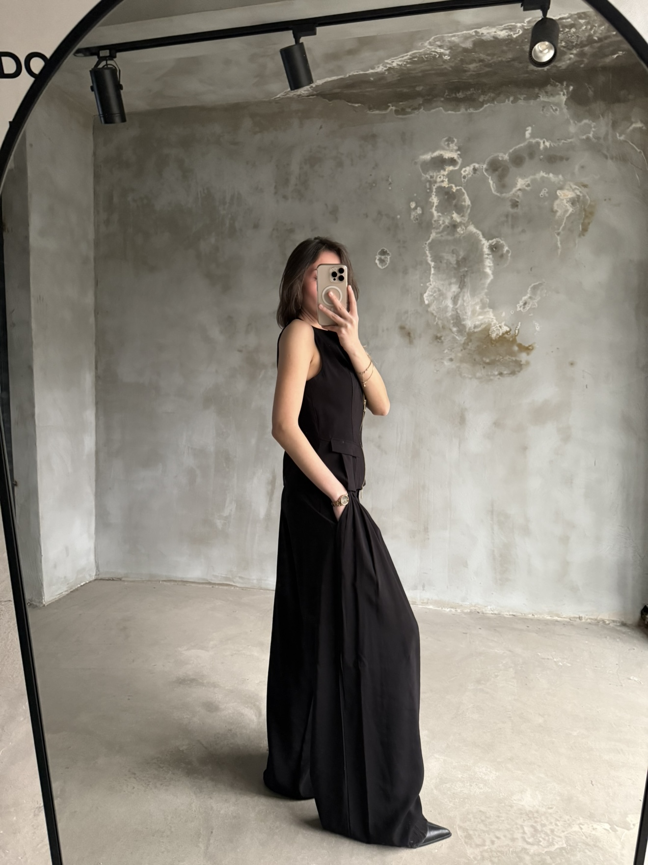 Tencel Çift Fermuarlı Yelekli Takım - Siyah - Dominatrend