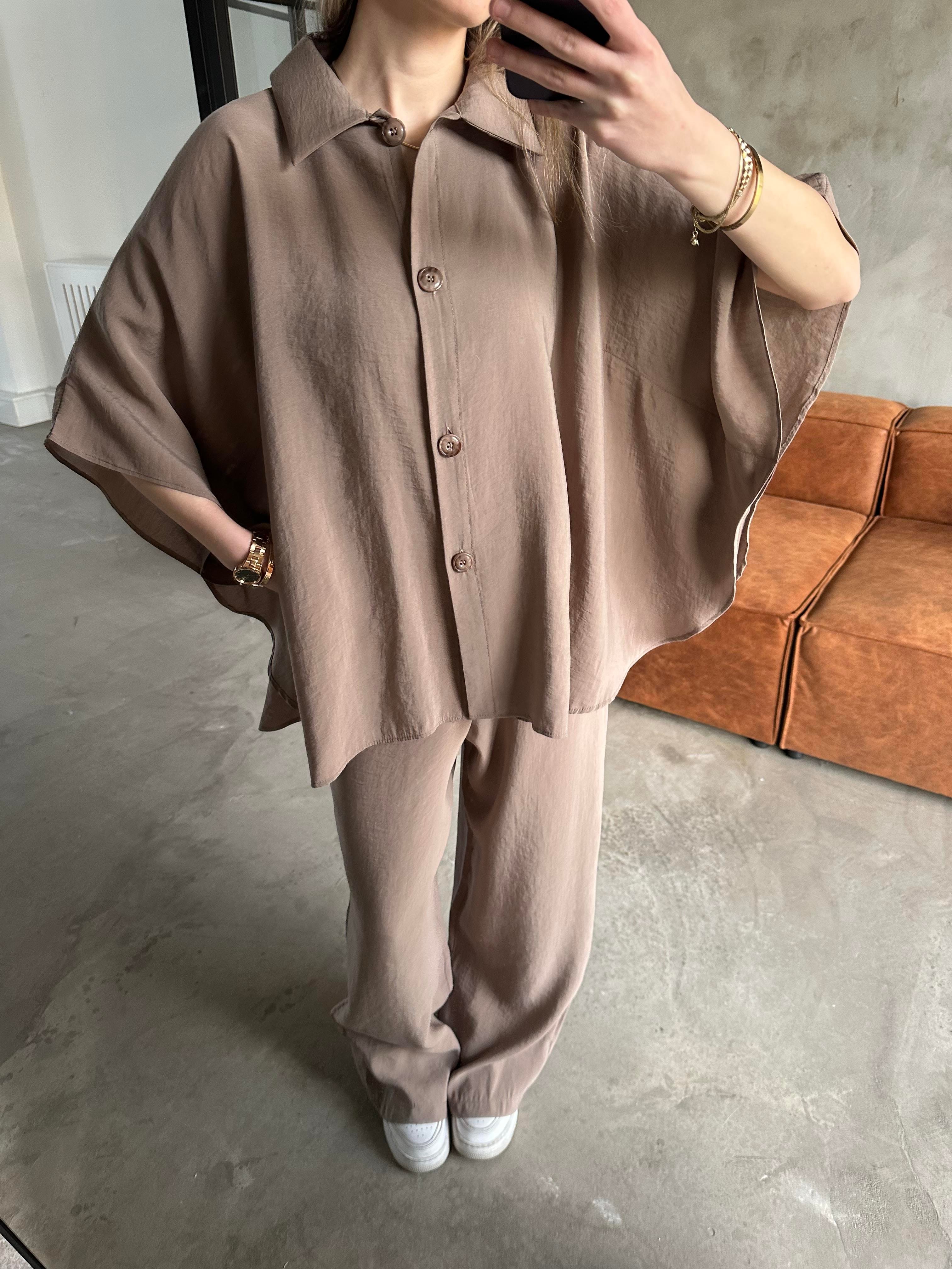 Tencel Modal Yarasa Kol Takım - Camel - Dominatrend