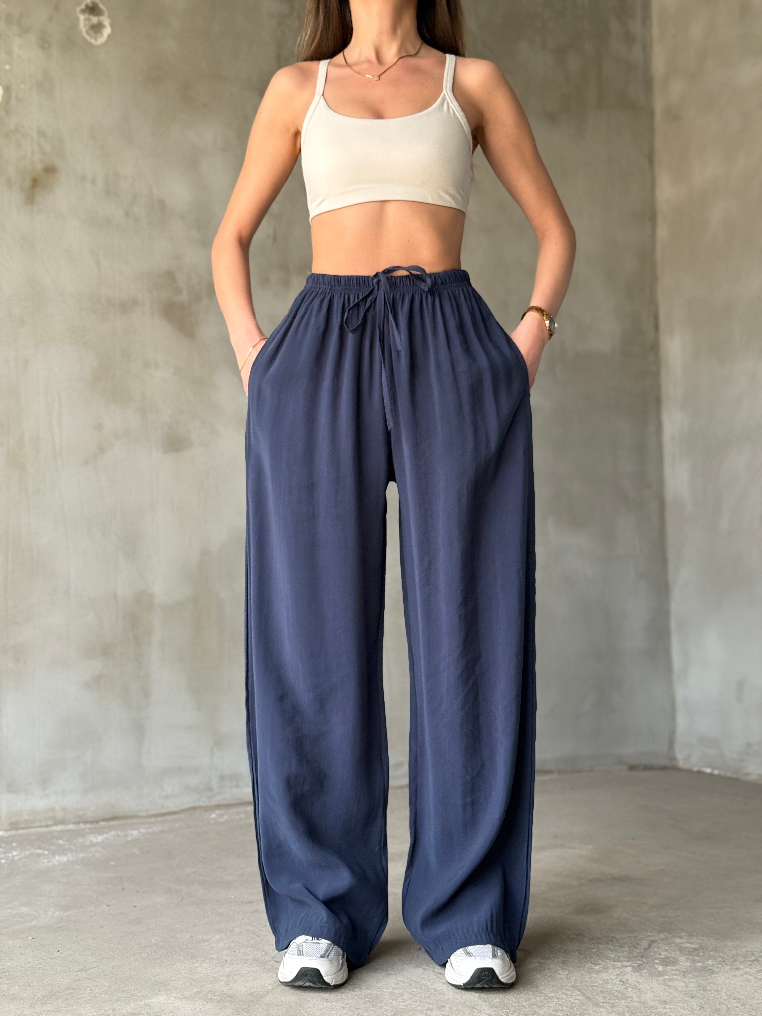 Tencel Salaş Pantolon - Lacivert - Dominatrend