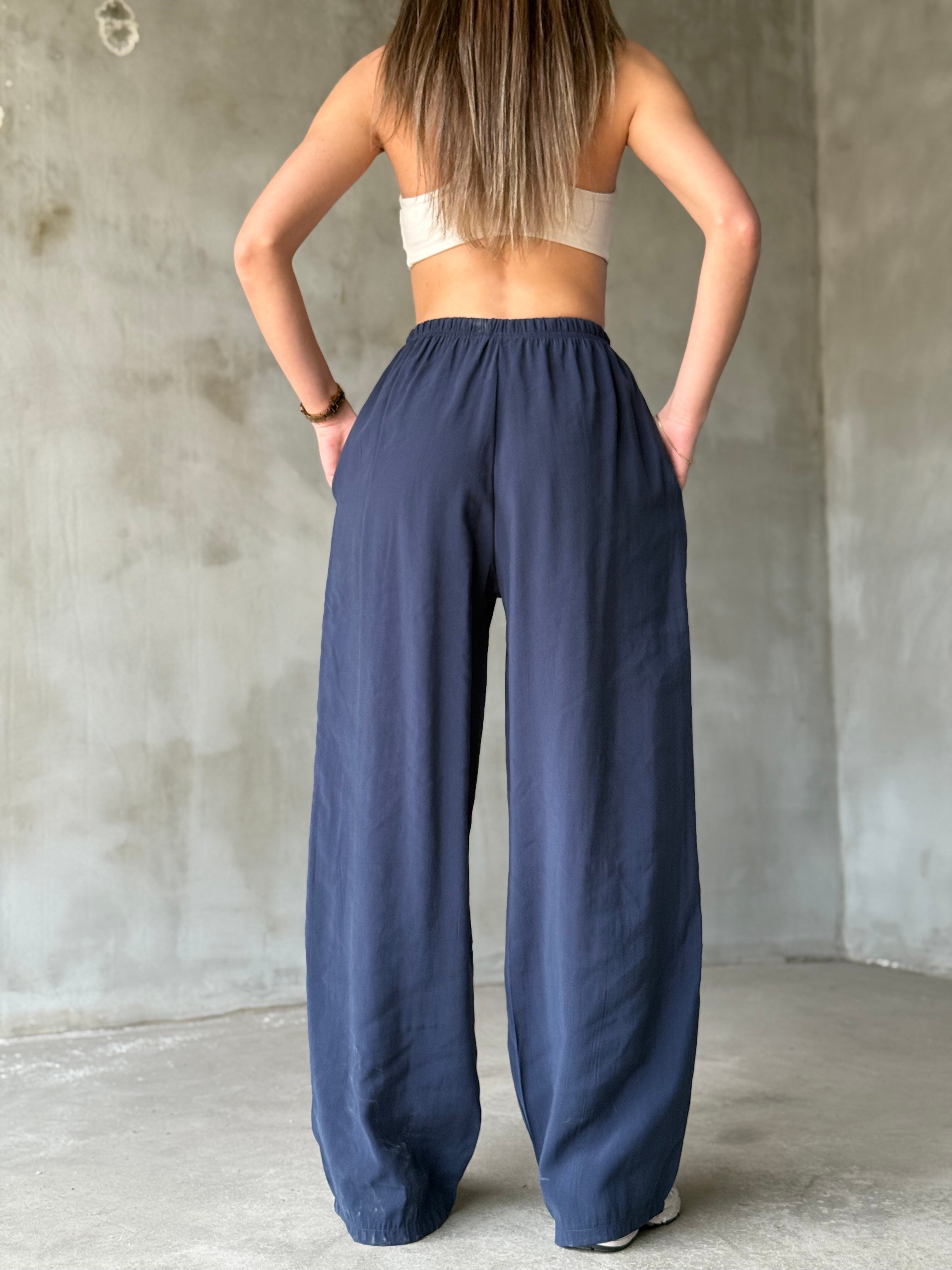 Tencel Salaş Pantolon - Lacivert - Dominatrend