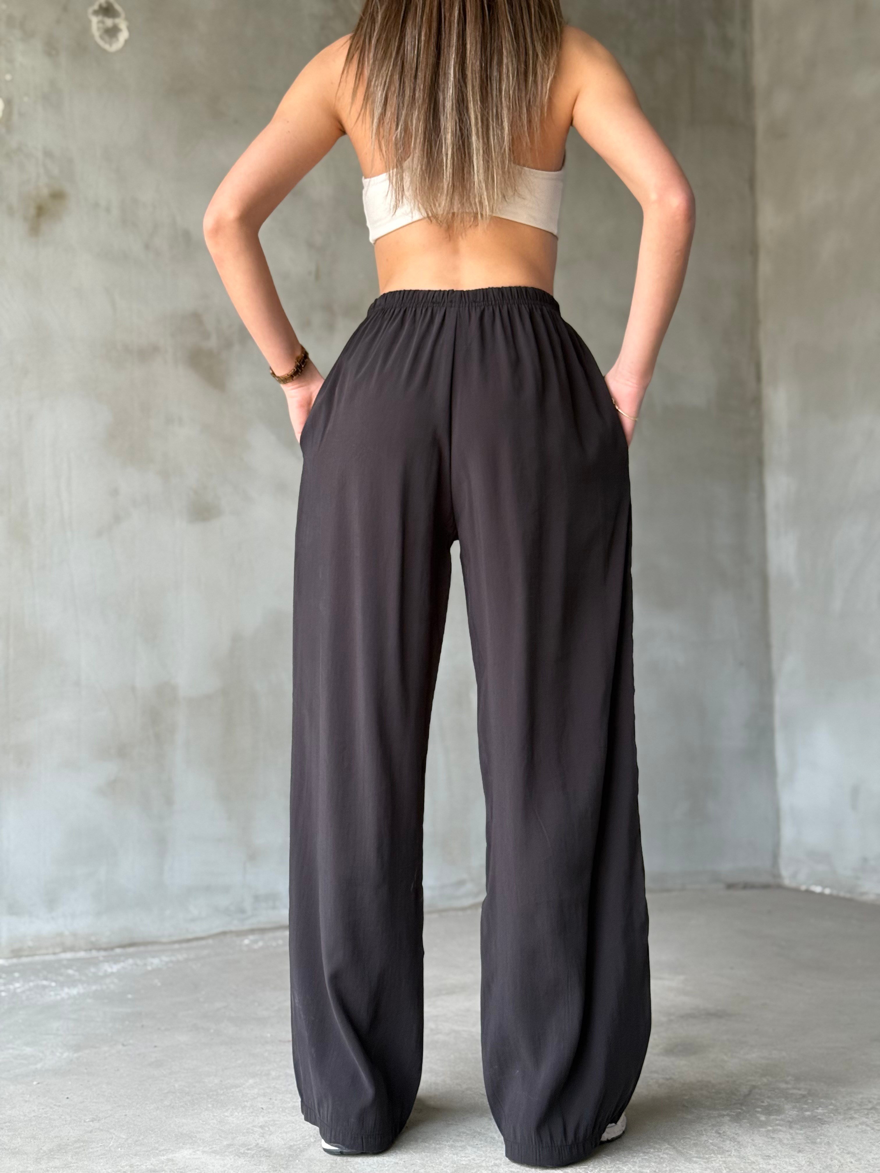 Tencel Salaş Pantolon - Siyah - Dominatrend