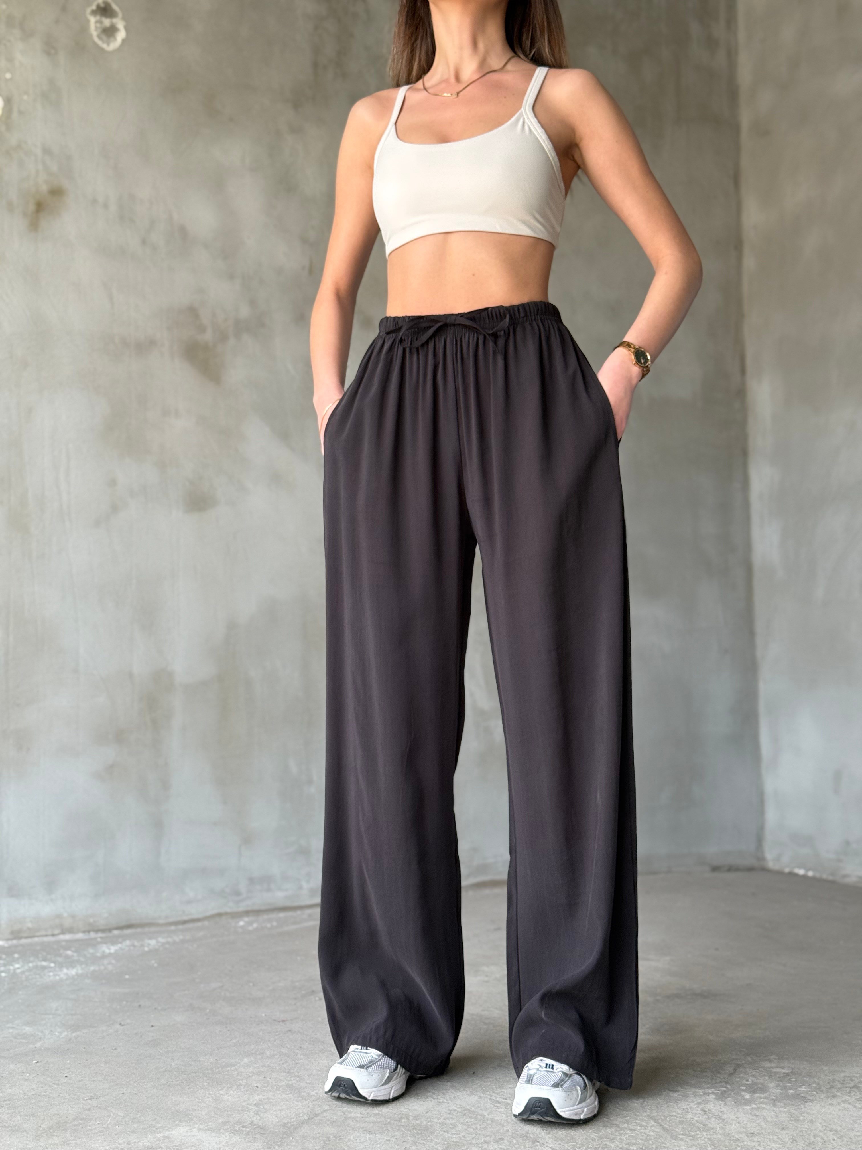 Tencel Salaş Pantolon - Siyah - Dominatrend