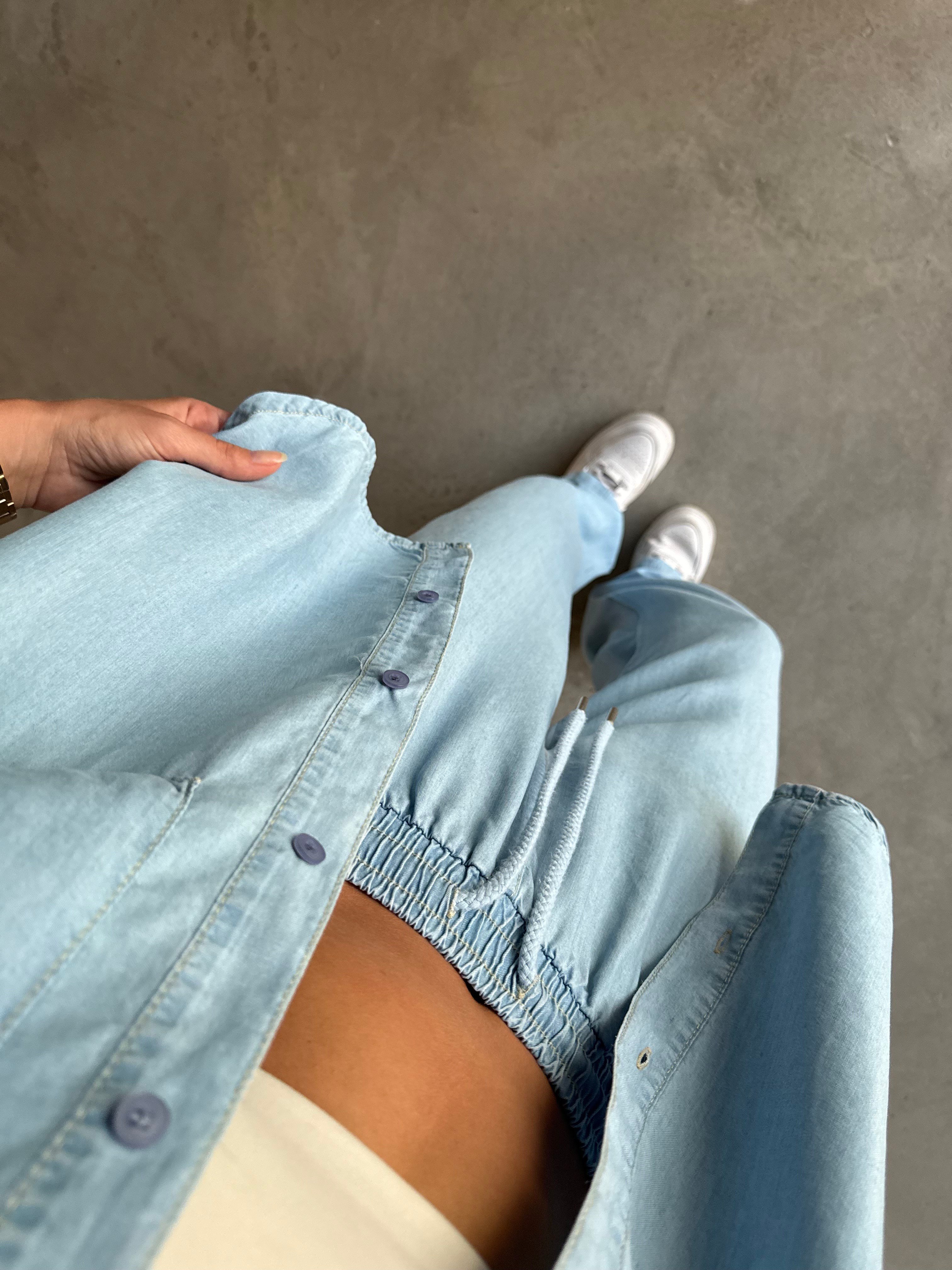 Tensel Denim Kısa Kollu Takım - Dominatrend