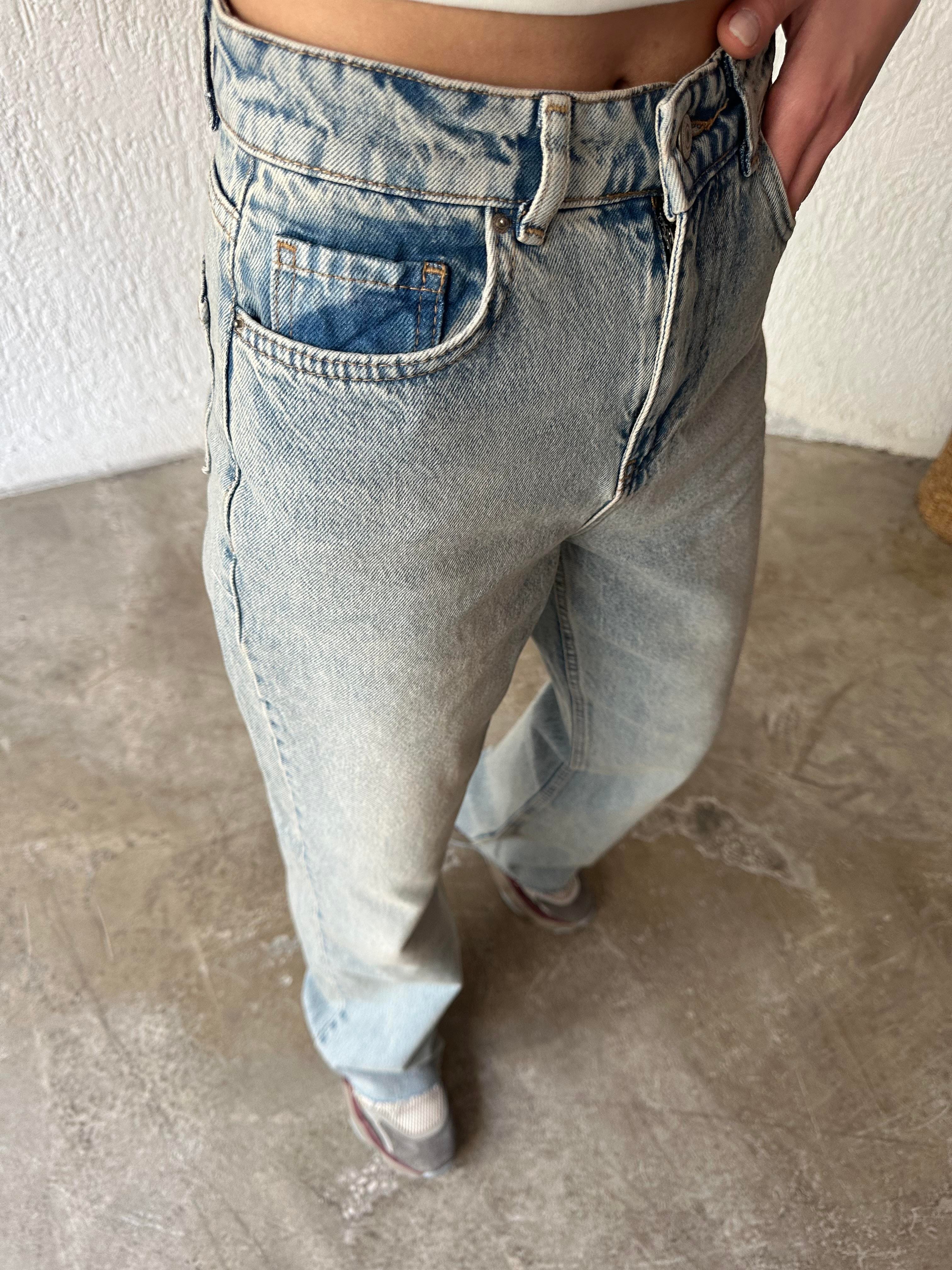 Tintli Kesik Bol Paça Jean - Dominatrend