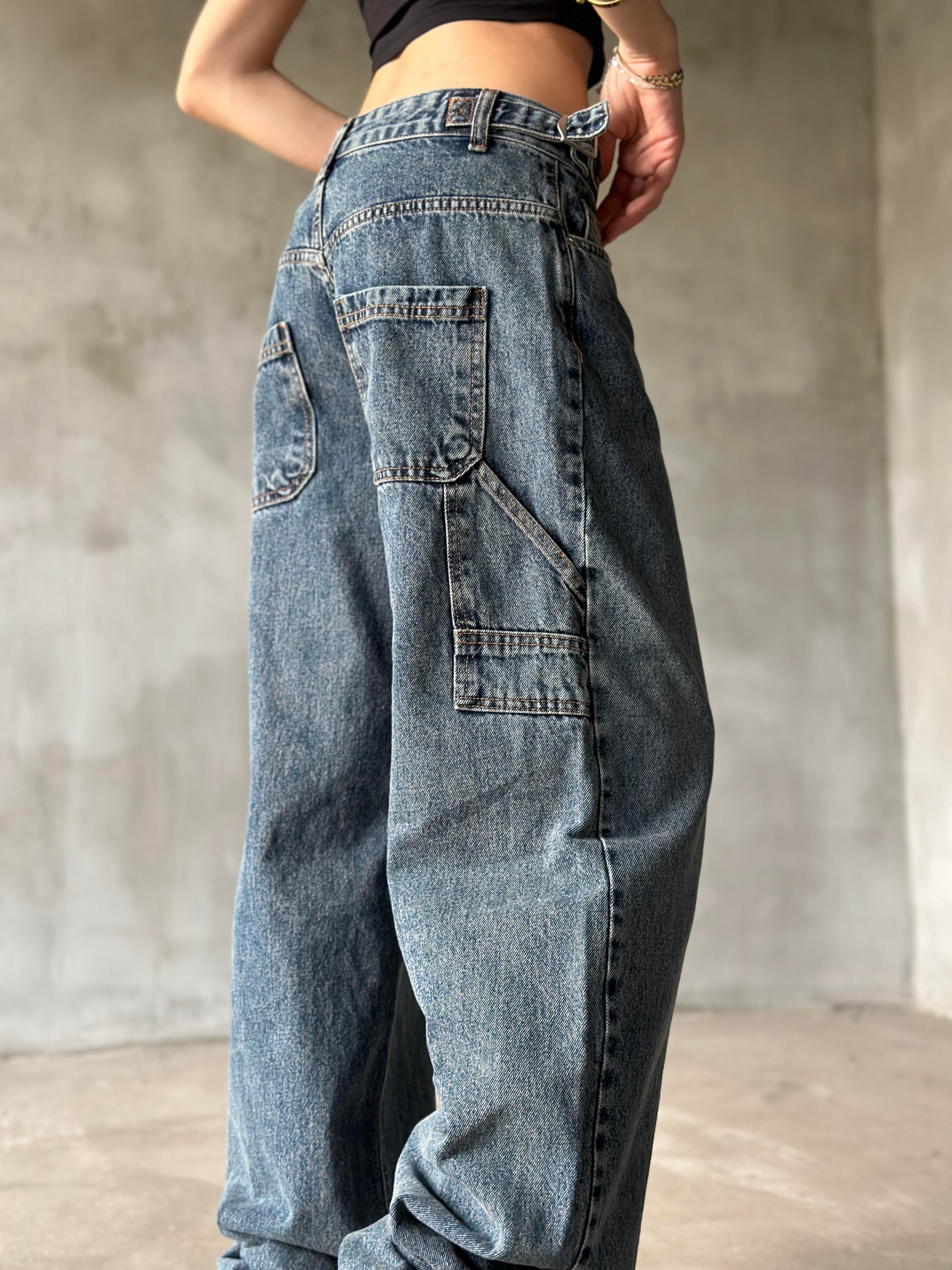 Tokalı Kargo Baggy Jean - Mavi - Dominatrend