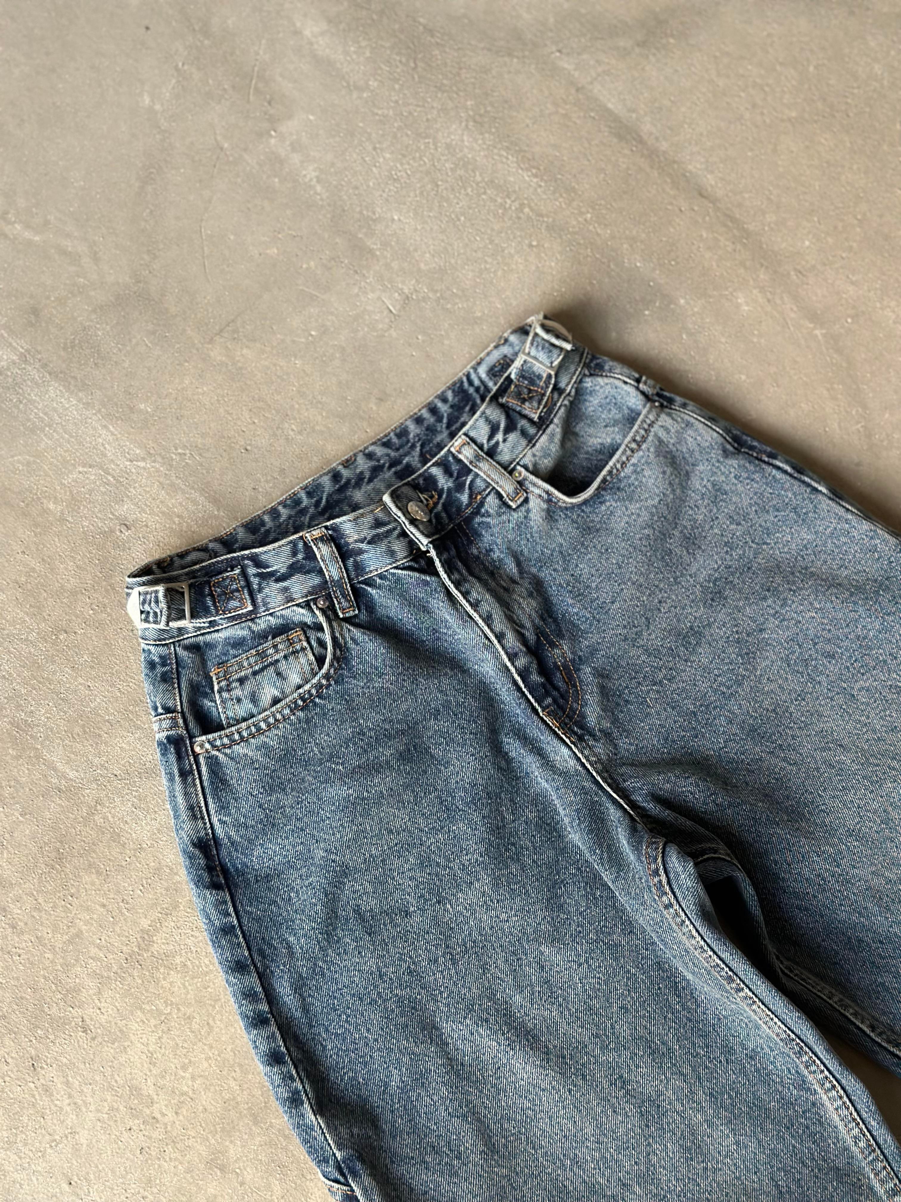 Tokalı Kargo Baggy Jean - Mavi - Dominatrend