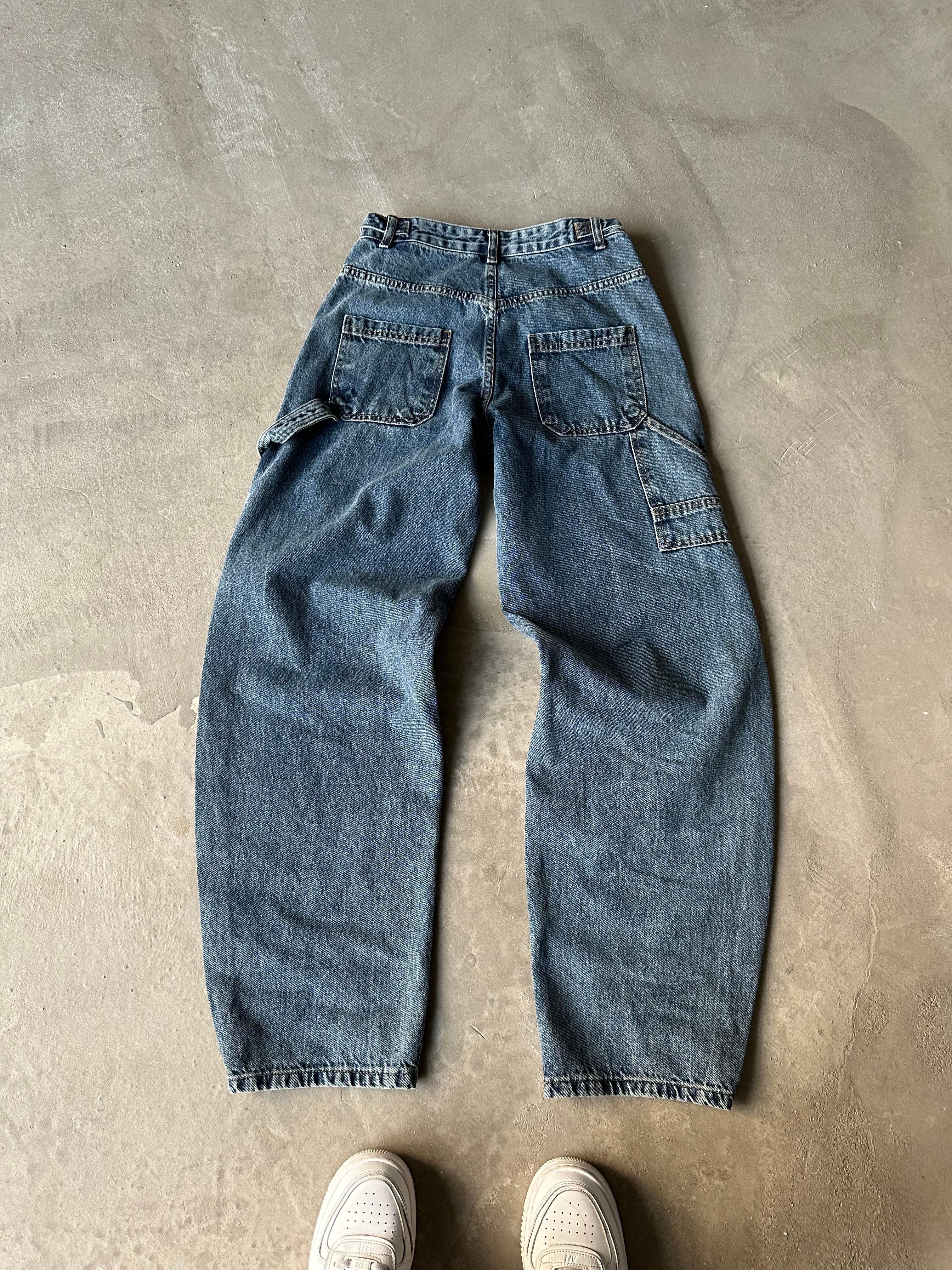 Tokalı Kargo Baggy Jean - Mavi - Dominatrend