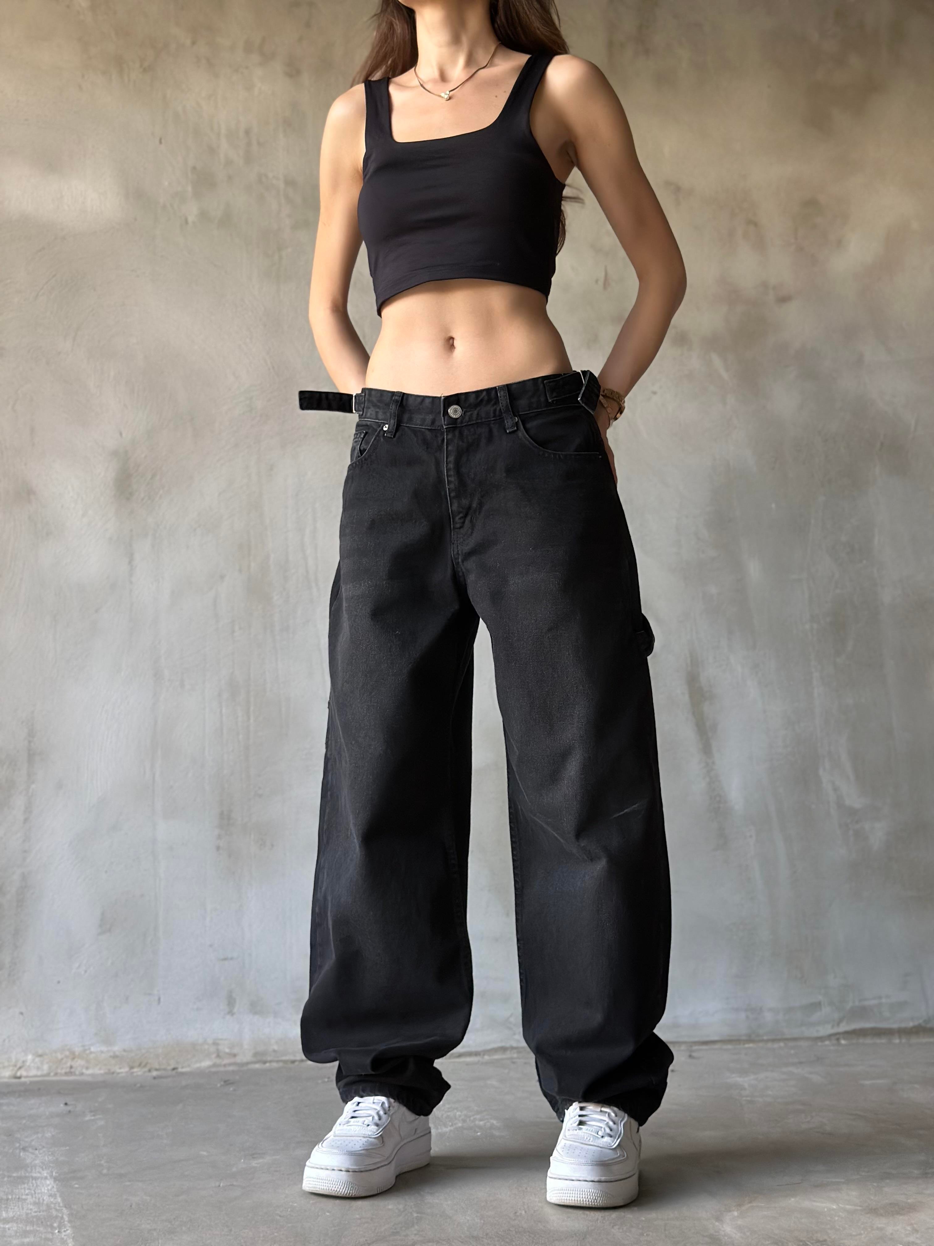 Tokalı Kargo Baggy Jean - Siyah - Dominatrend