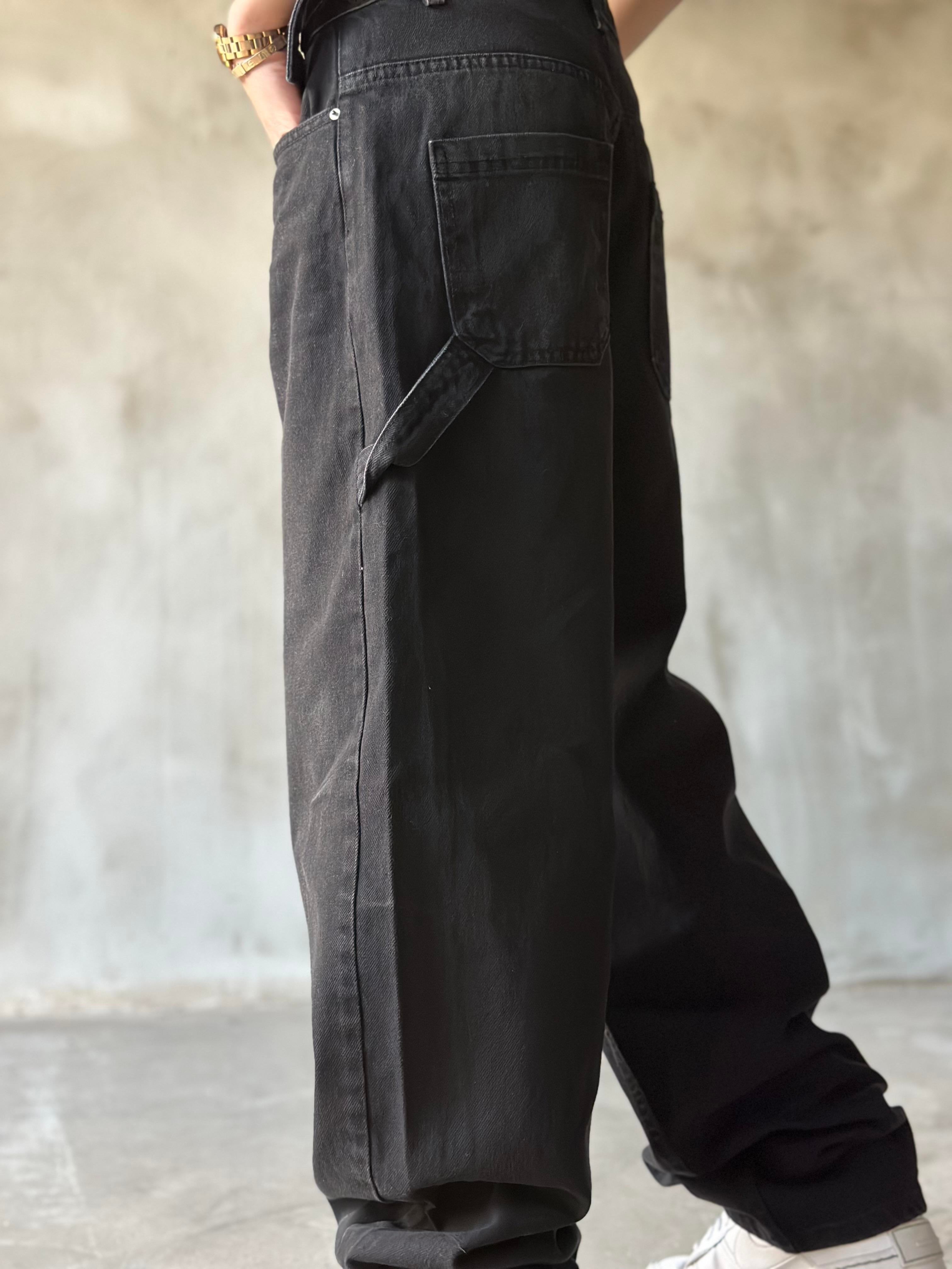 Tokalı Kargo Baggy Jean - Siyah - Dominatrend