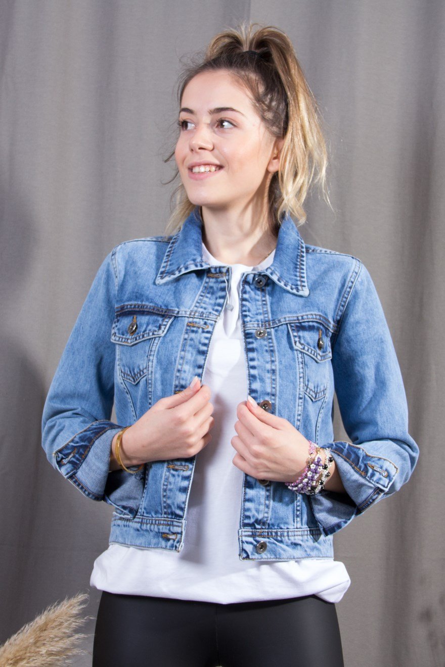 Trend Kısa Kot Ceket - Mavi - Dominatrend