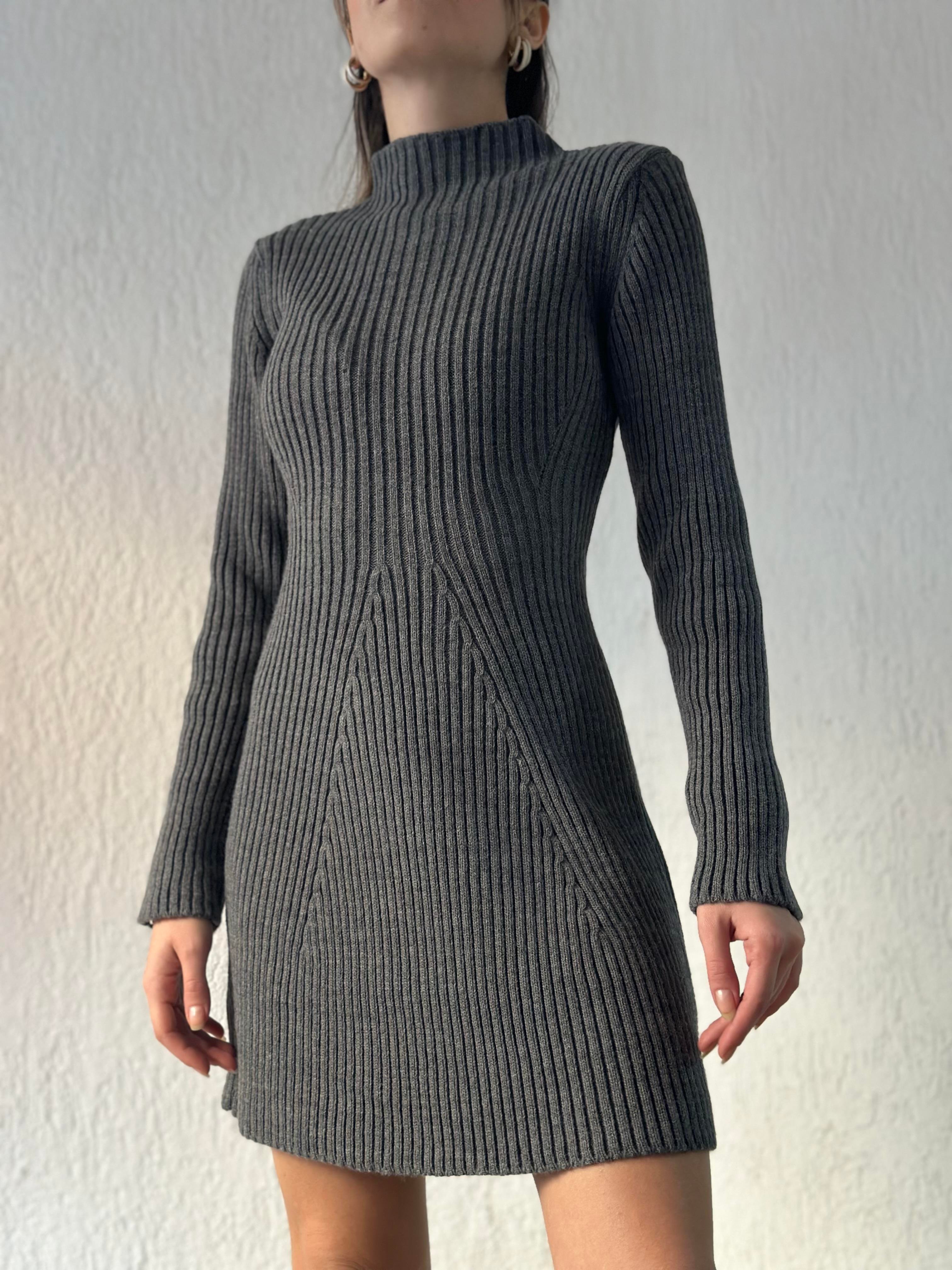 Triko Elbise - Antrasit - Dominatrend