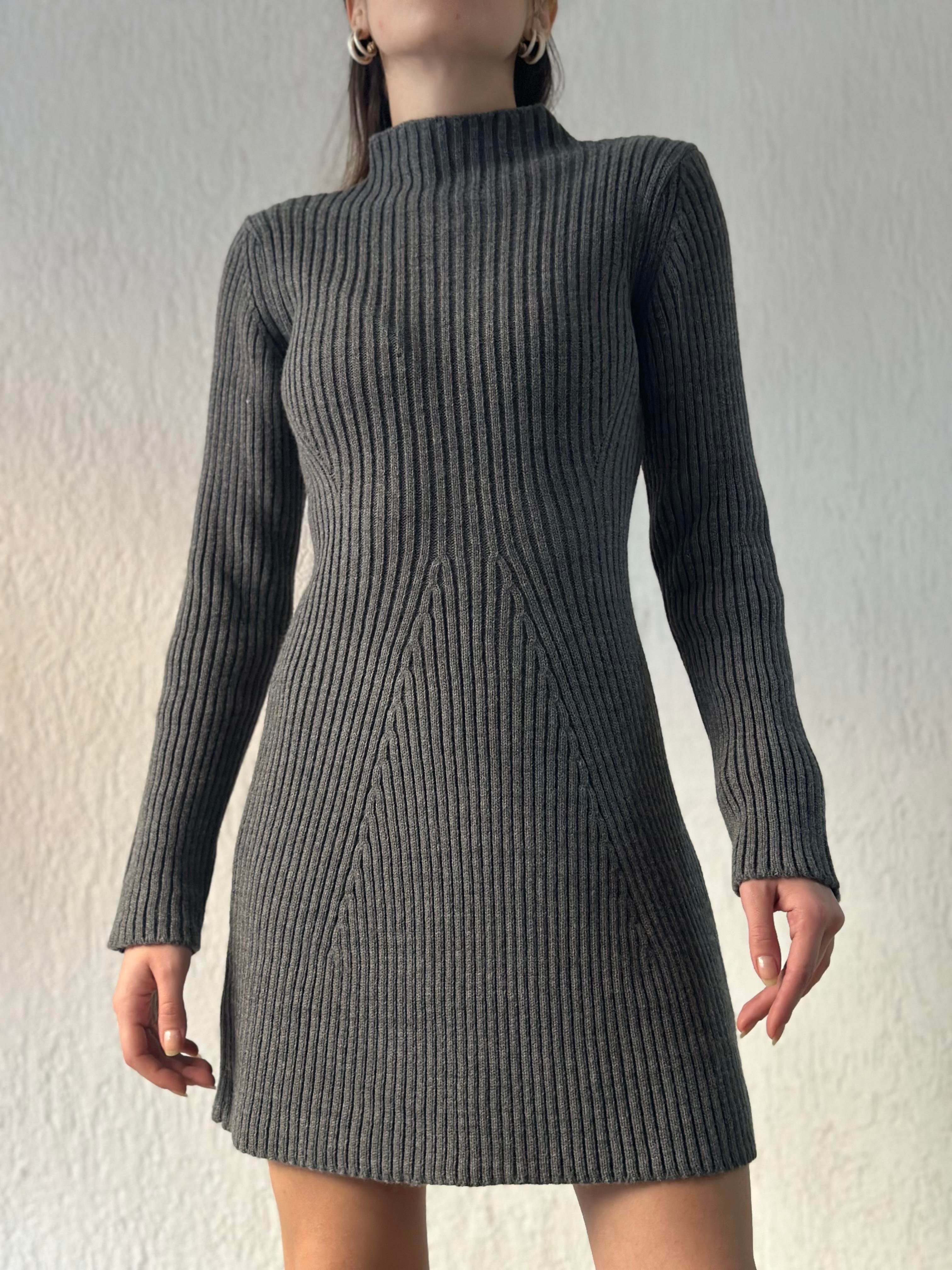 Triko Elbise - Antrasit - Dominatrend