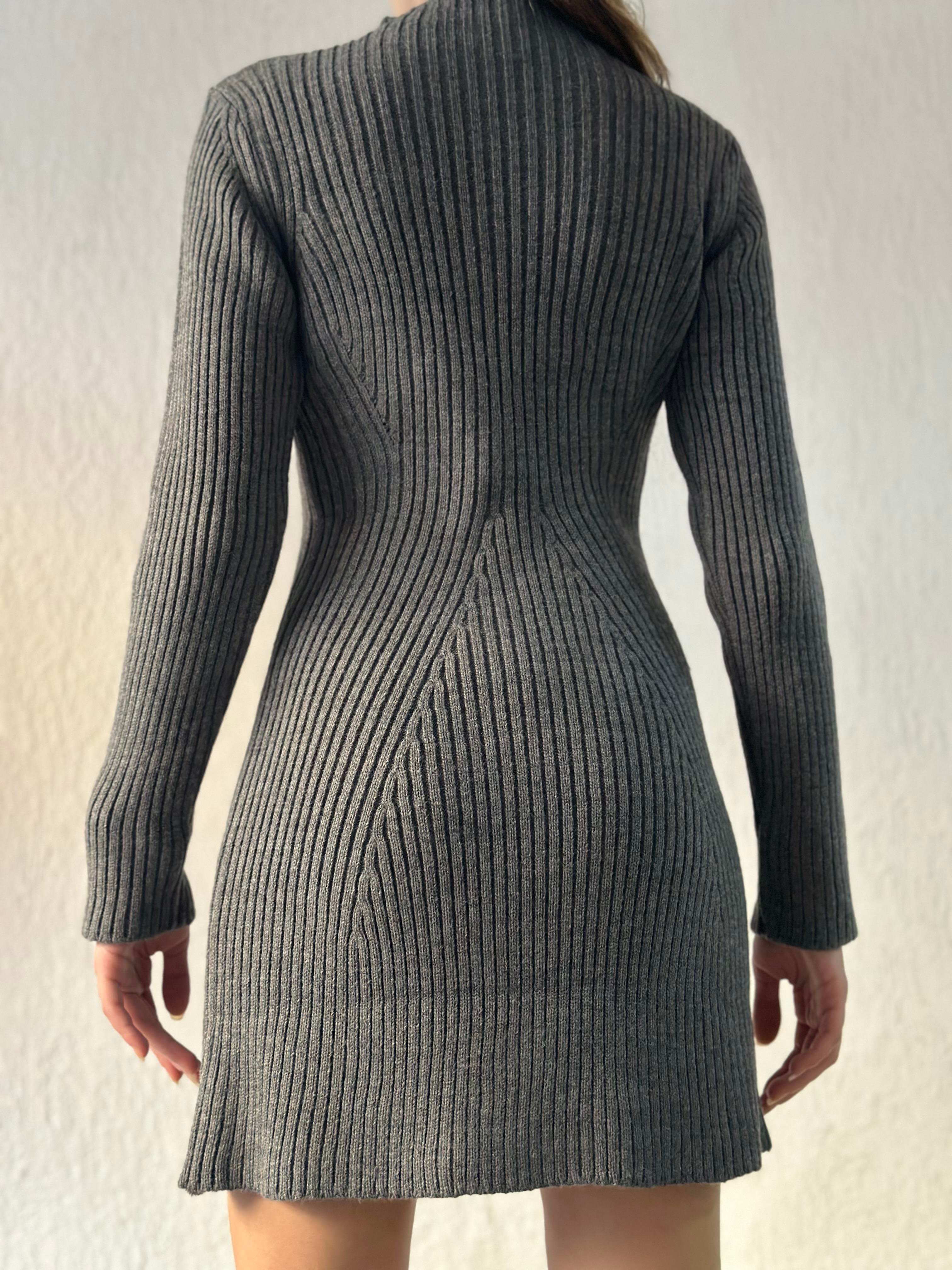 Triko Elbise - Antrasit - Dominatrend