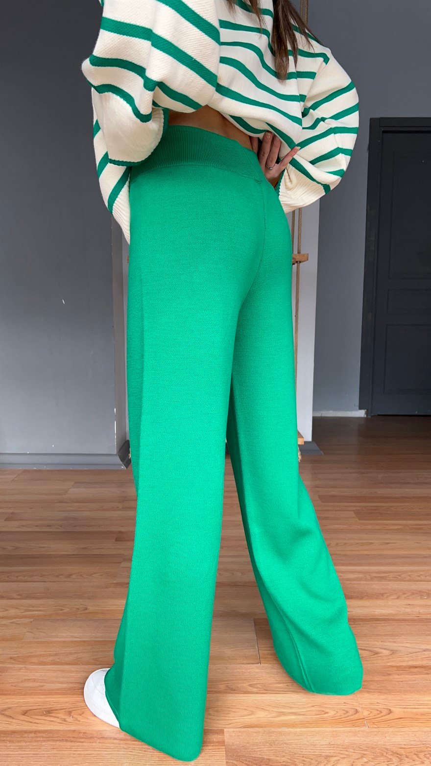 Triko Salaş Pantolon - Yeşil - Dominatrend