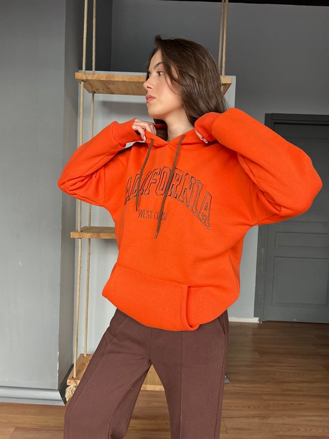 Turuncu Sweatshirt Kahverengi Eşofman Altı Takım - Dominatrend