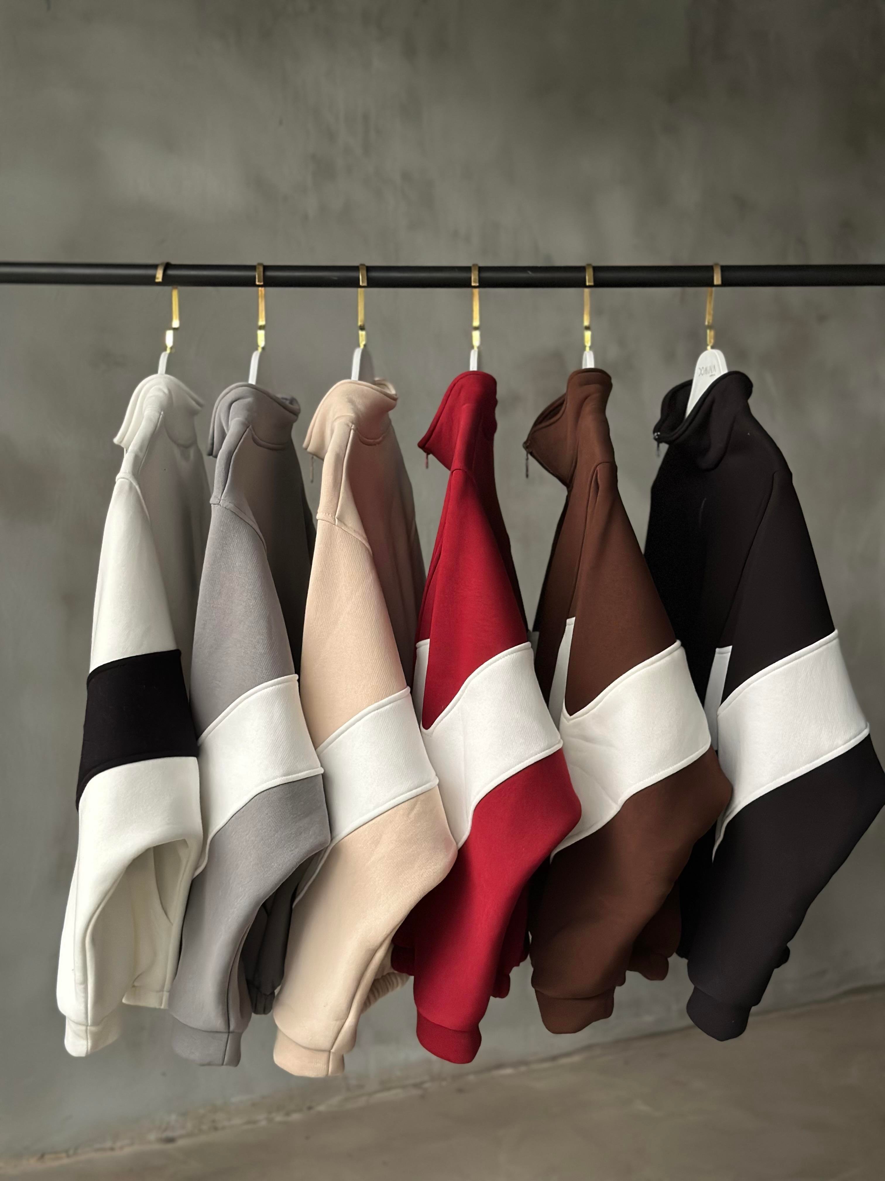 Unisex Oversize Şeritli Hırka - Dominatrend