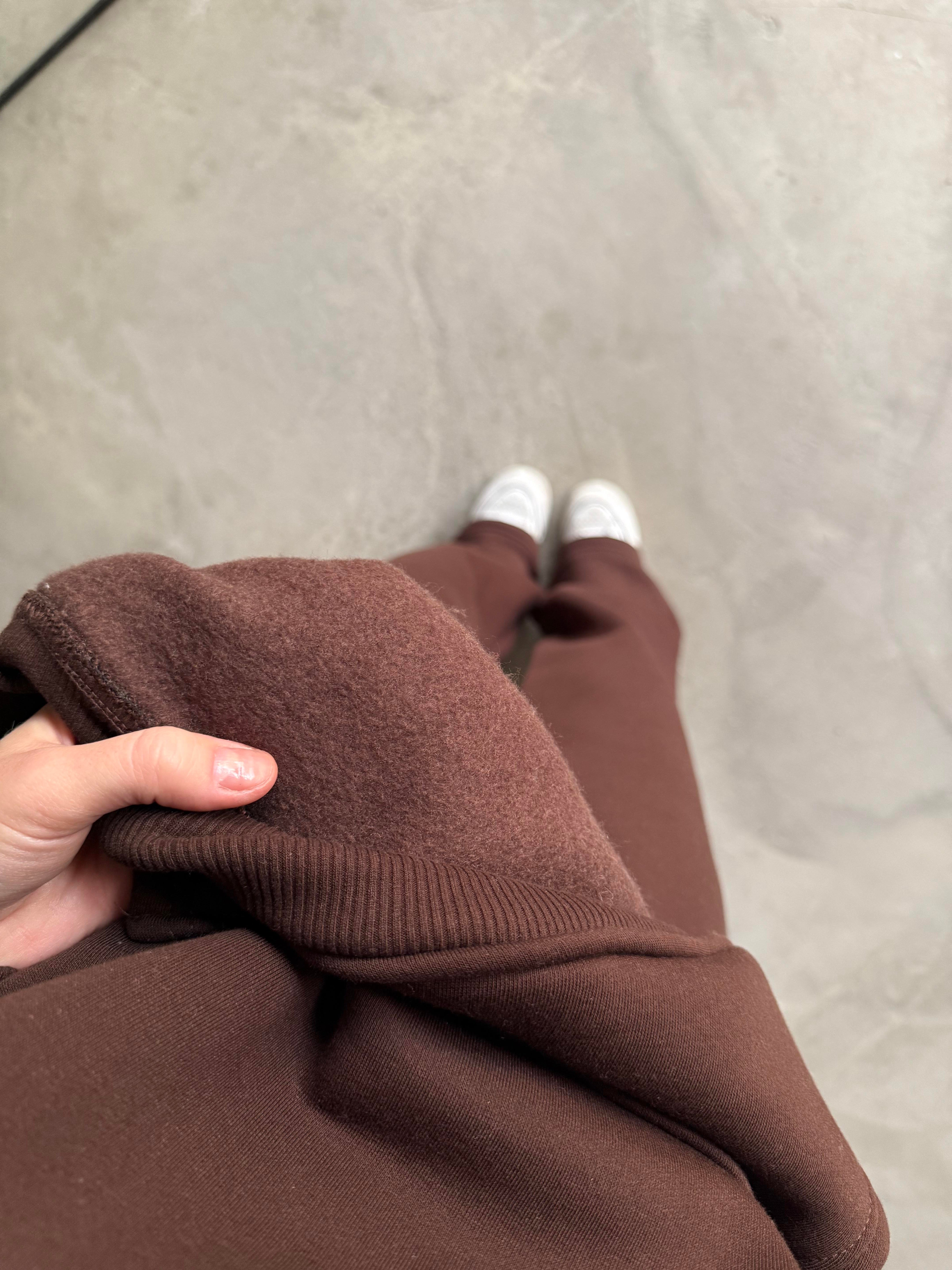 Unisex Oversize Tipografik Eşofman Takımı - Kaverengi - Dominatrend