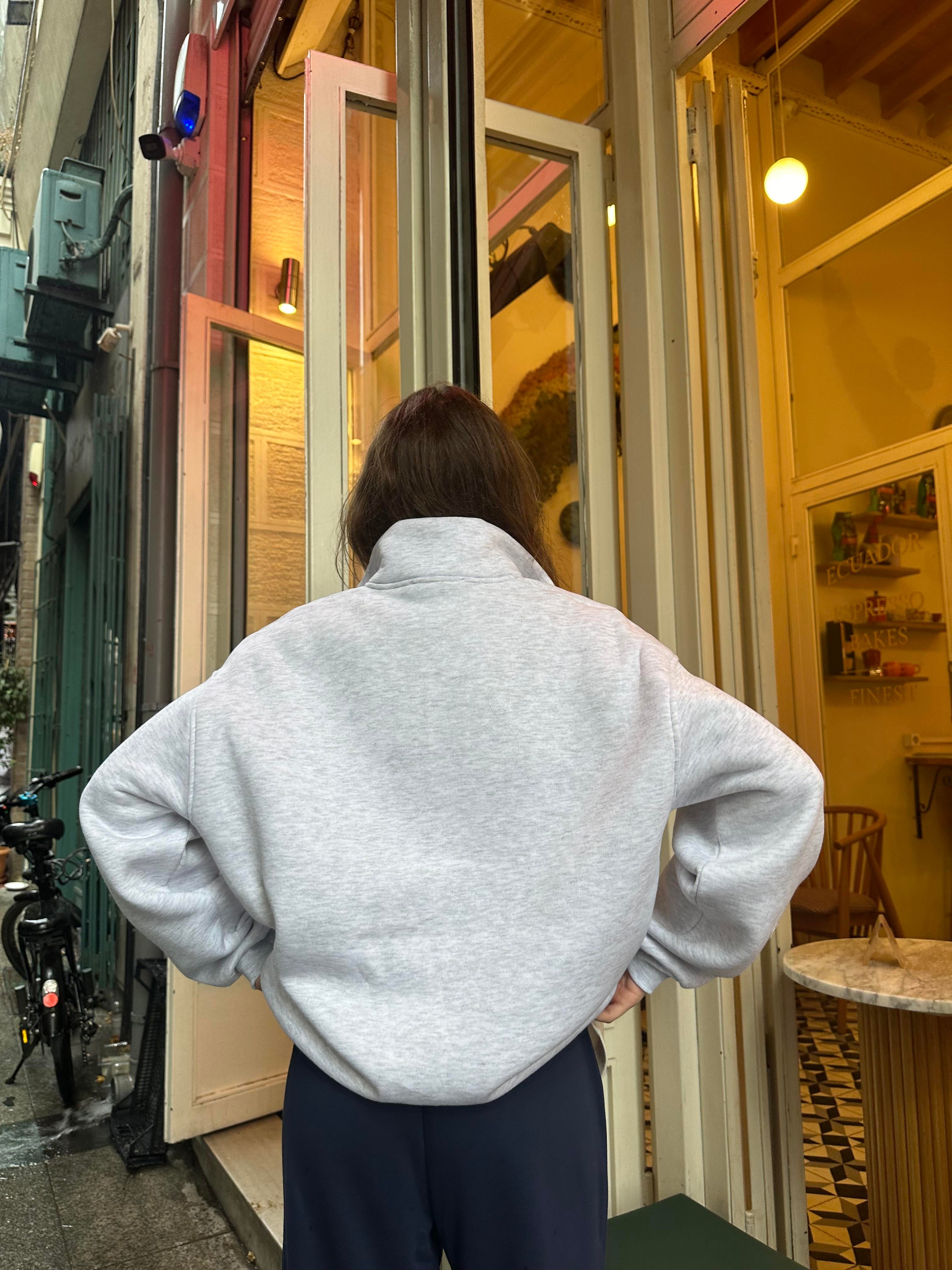 USA Oversize Sweatshirt - Gri - Dominatrend